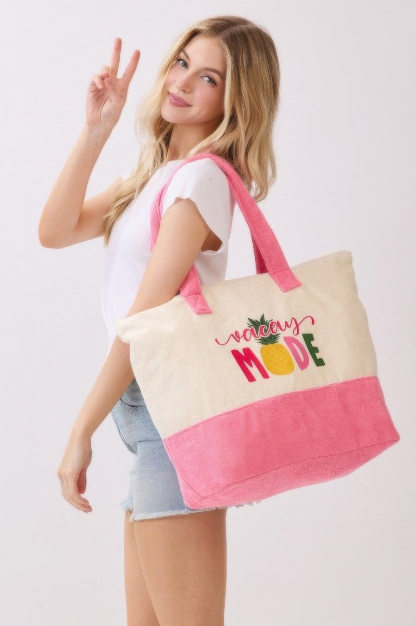 Terry Tote Bag with Vacay Mode Fruit Graphic Secondary image