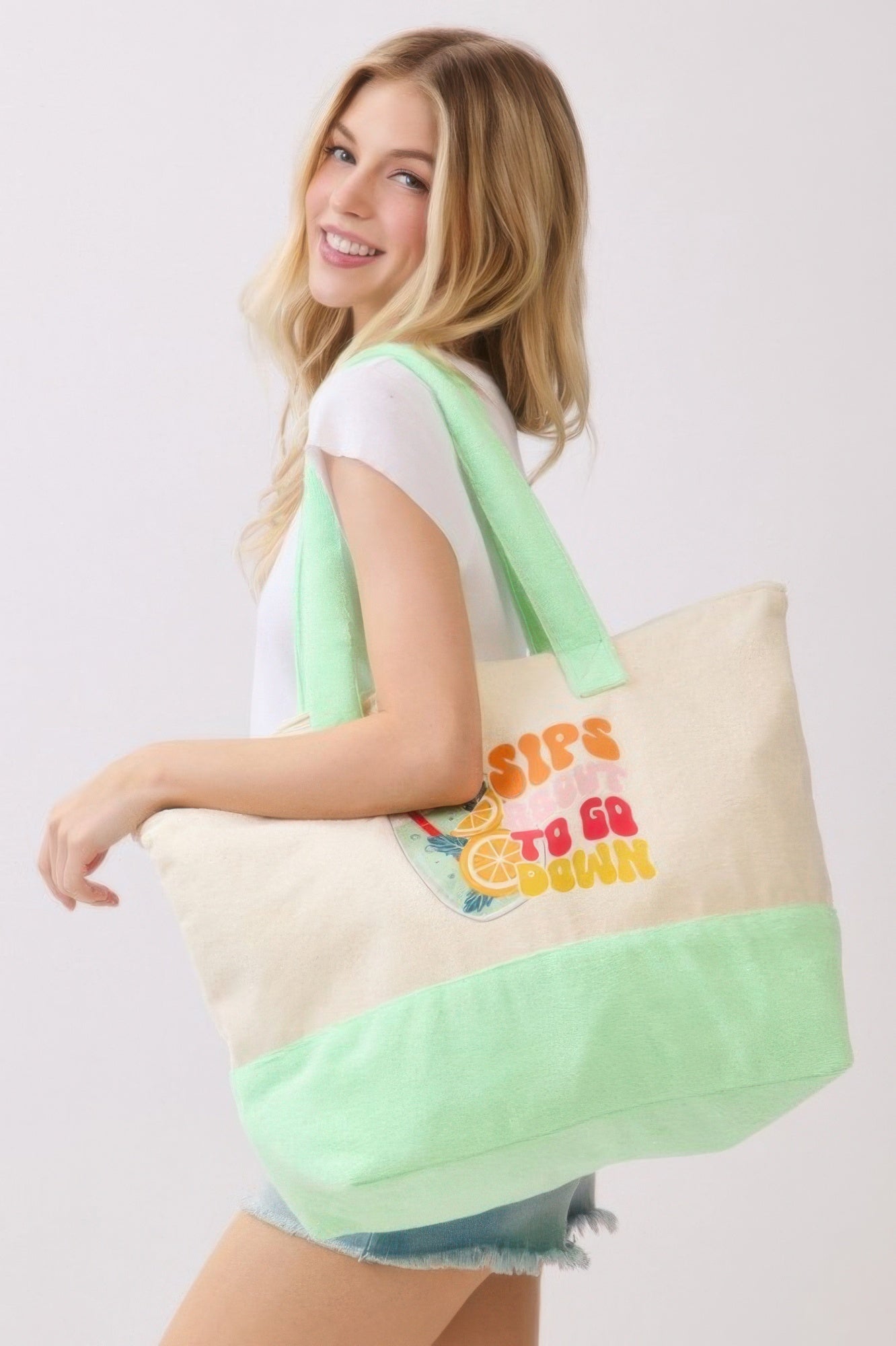 Mint Terry Drink Graphic Tote Secondary image