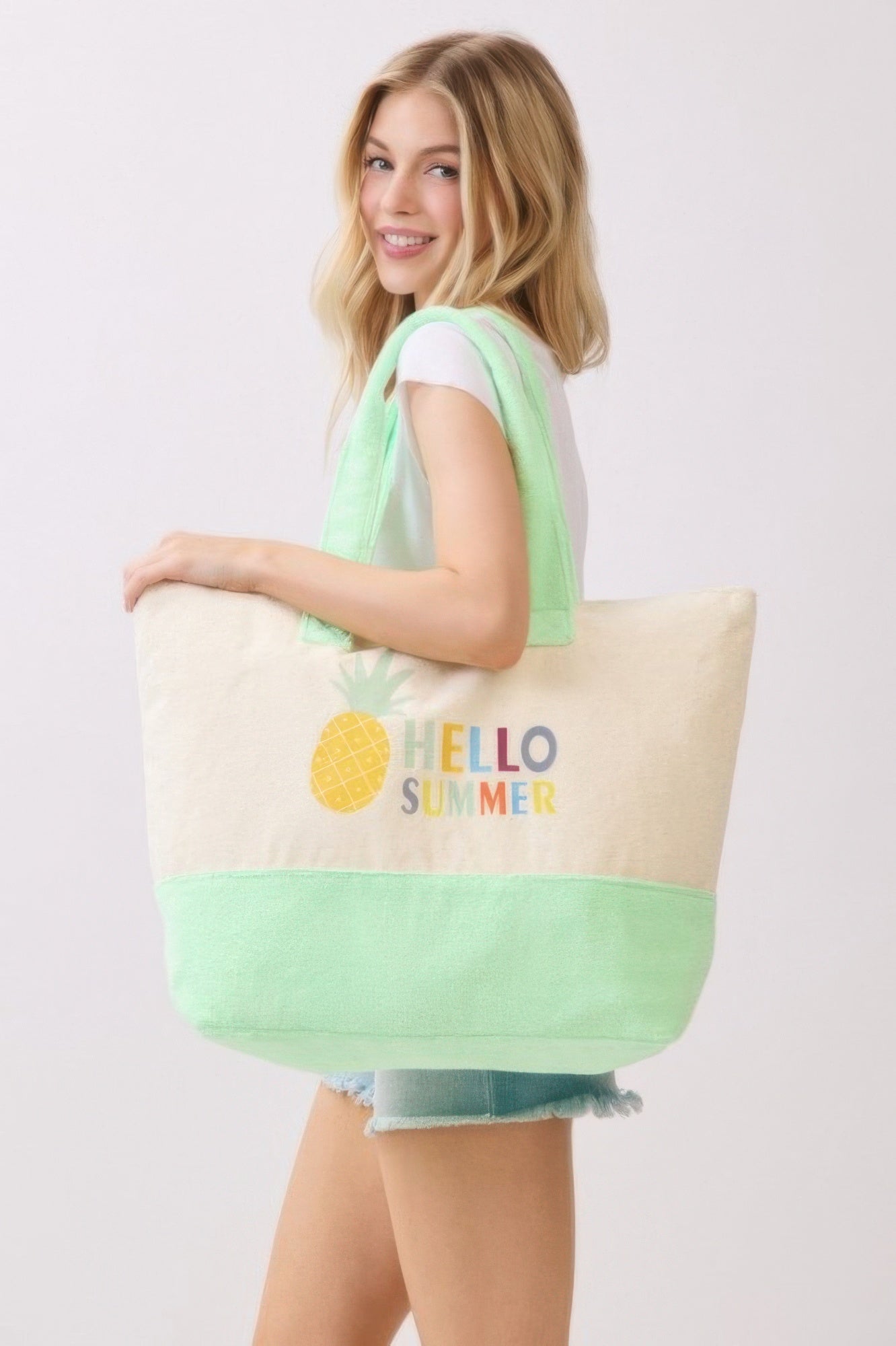 Terry Tote with Hello Summer Graphic Secondary image
