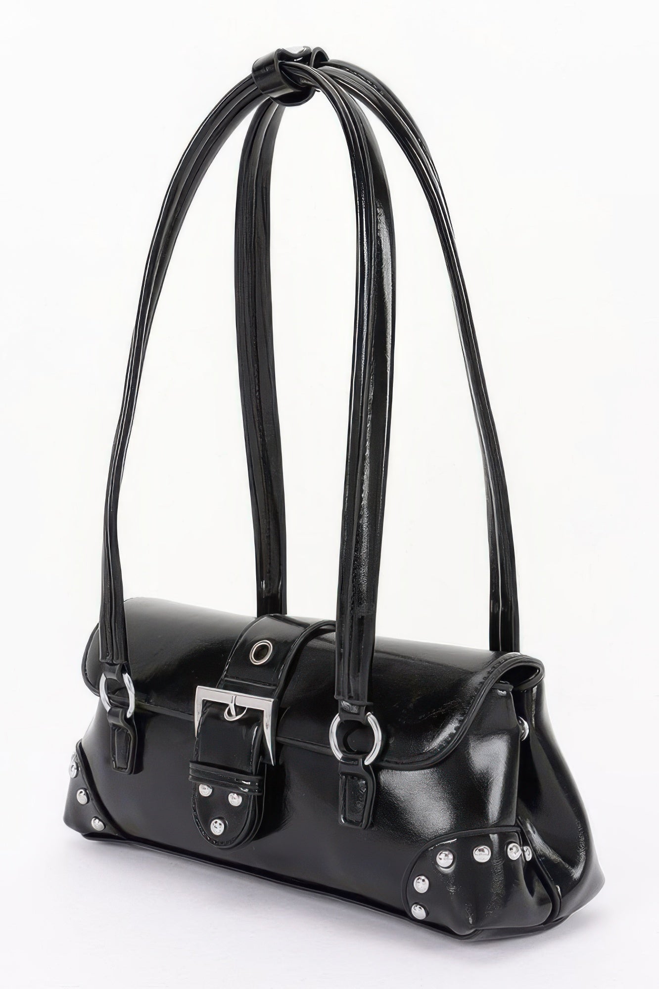 Studded Buckle Vegan Leather Shoulder Bag Secondary image