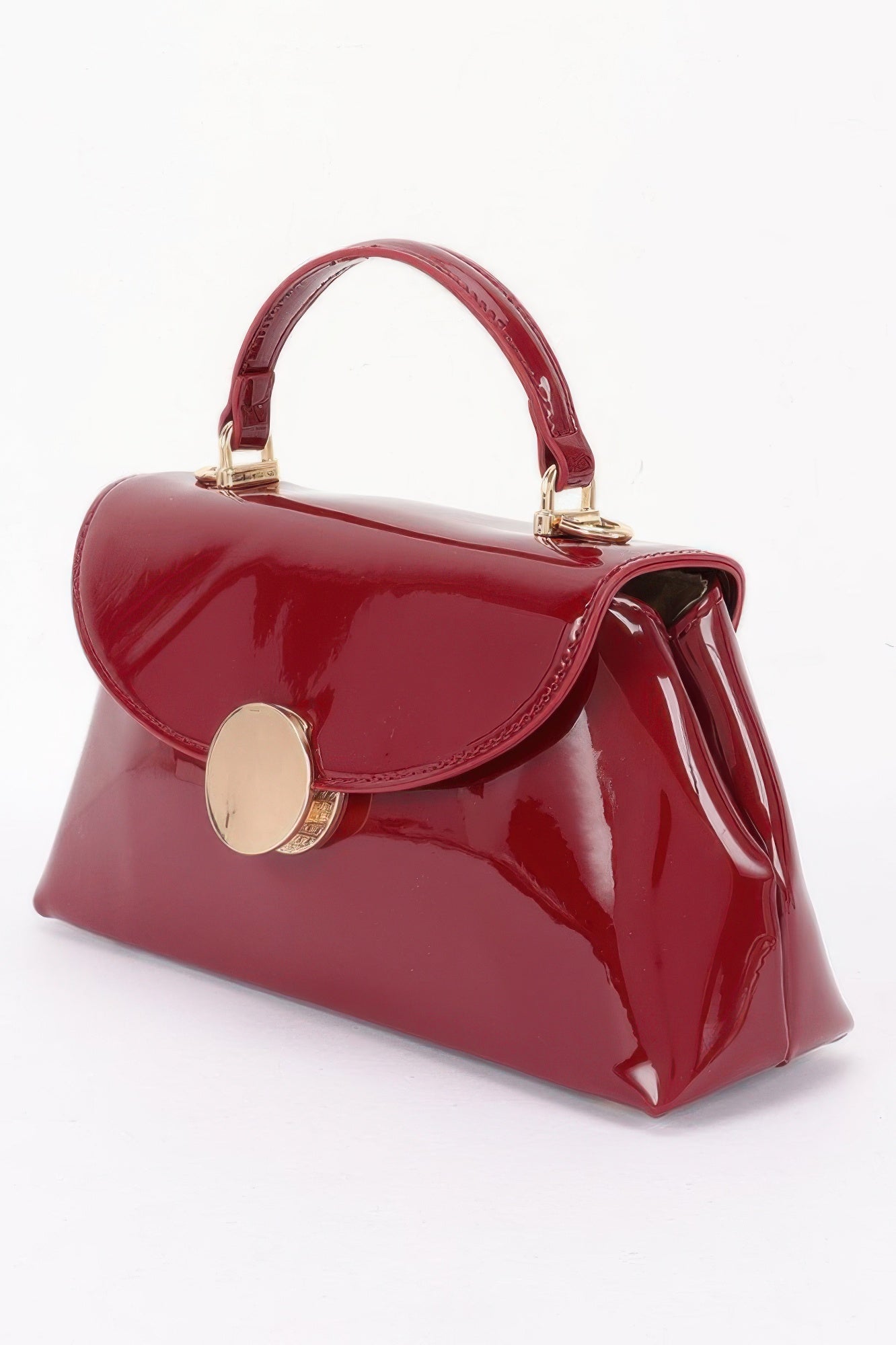 Glossy Patent Top Handle Bag with Chain Strap Secondary image