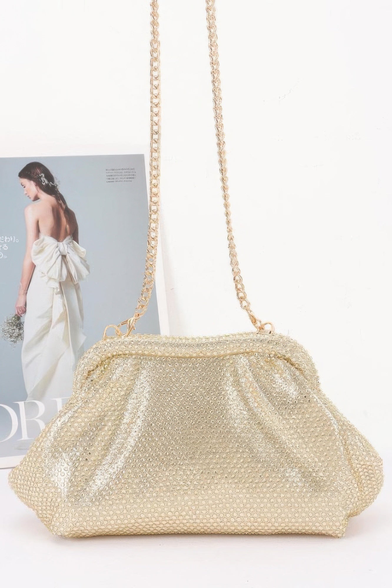 Rhinestone Evening Clutch With Removable Chain Secondary image