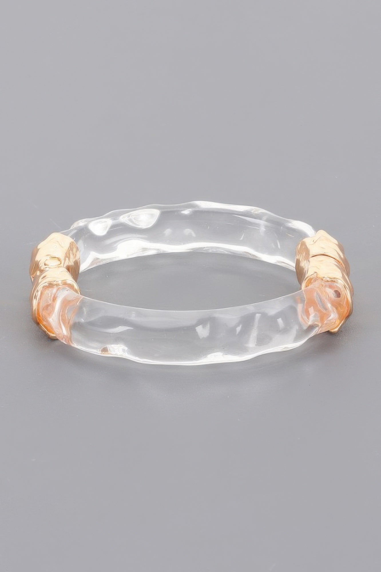 Clear Acrylic Bangle Bracelet with Gold Accents Secondary image