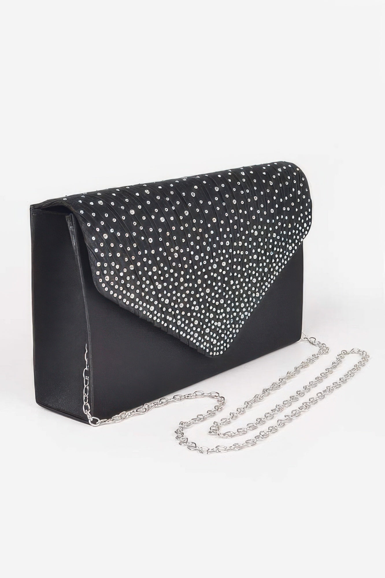 Black Rhinestone Envelope Clutch With Chain Secondary image
