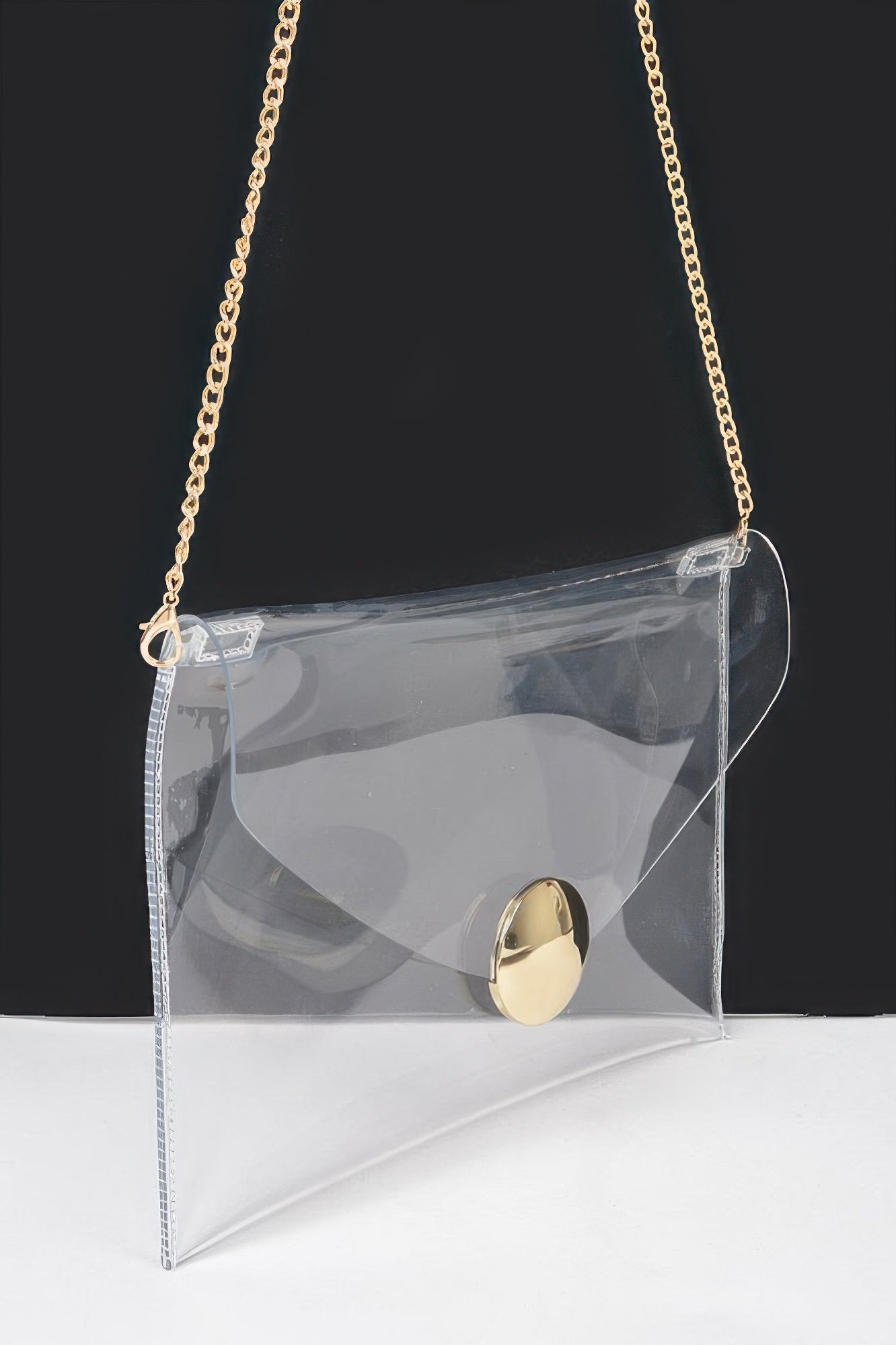 Clear PVC Chain Strap Clutch with Round Metal Clasp Secondary image