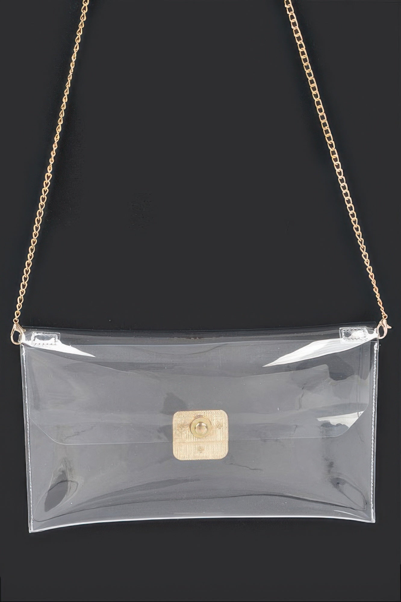 Clear PVC Flap Clutch with Chain Strap Secondary image
