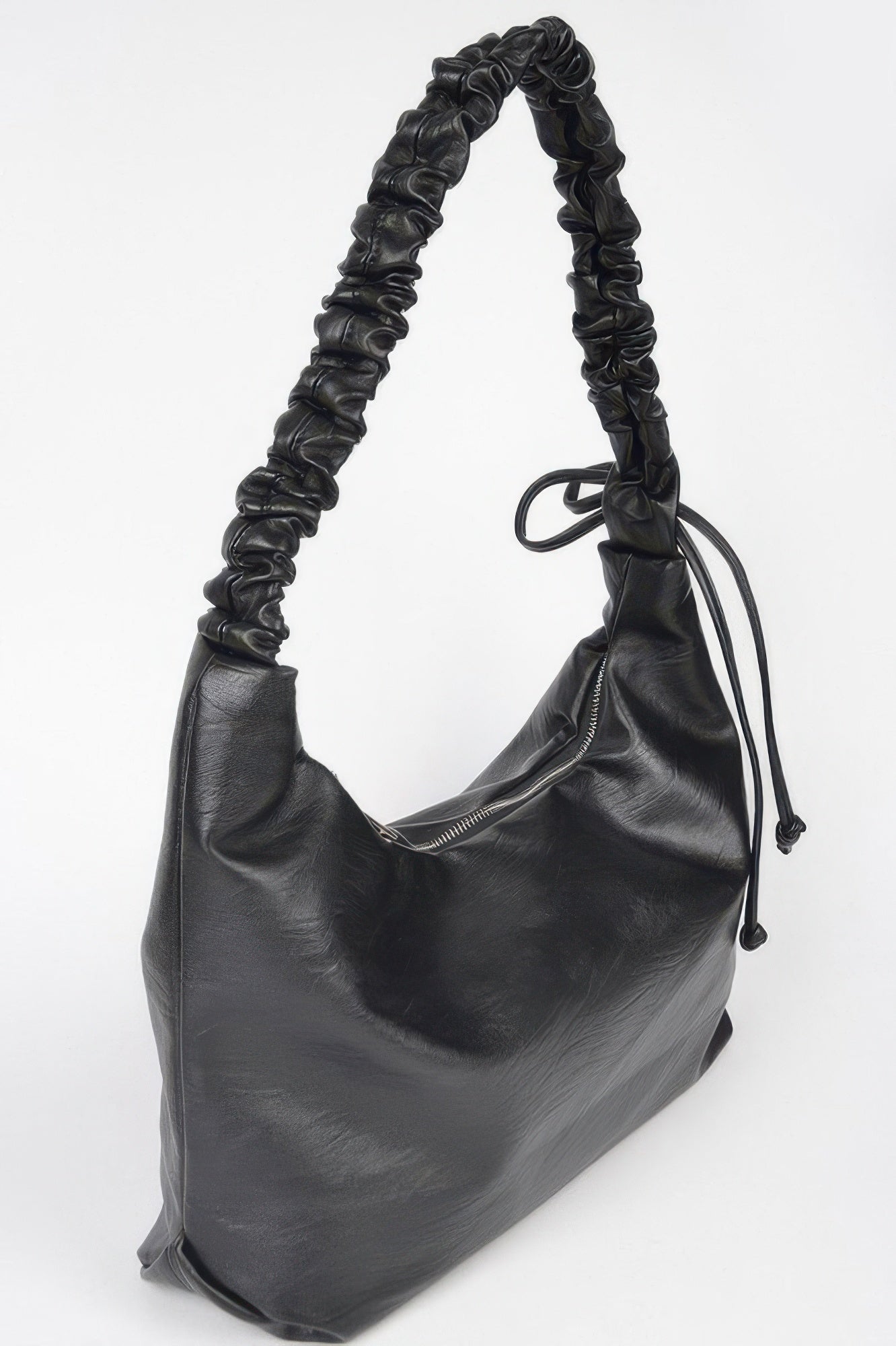 Ruched Strap Faux Leather Hobo Bag Secondary image