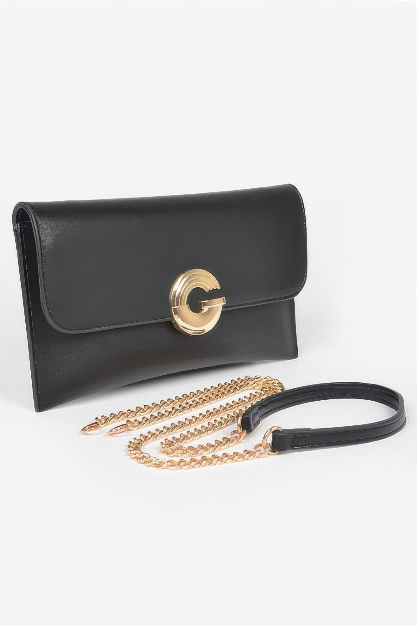 Faux Leather Circular Buckle Chain Clutch Secondary image