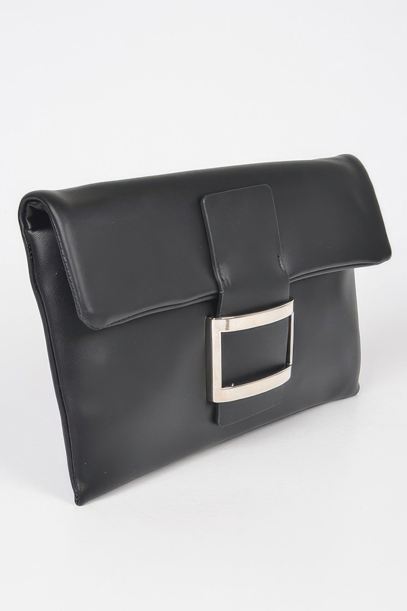 Structured Faux Leather Buckle Clutch With Chain Strap Secondary image