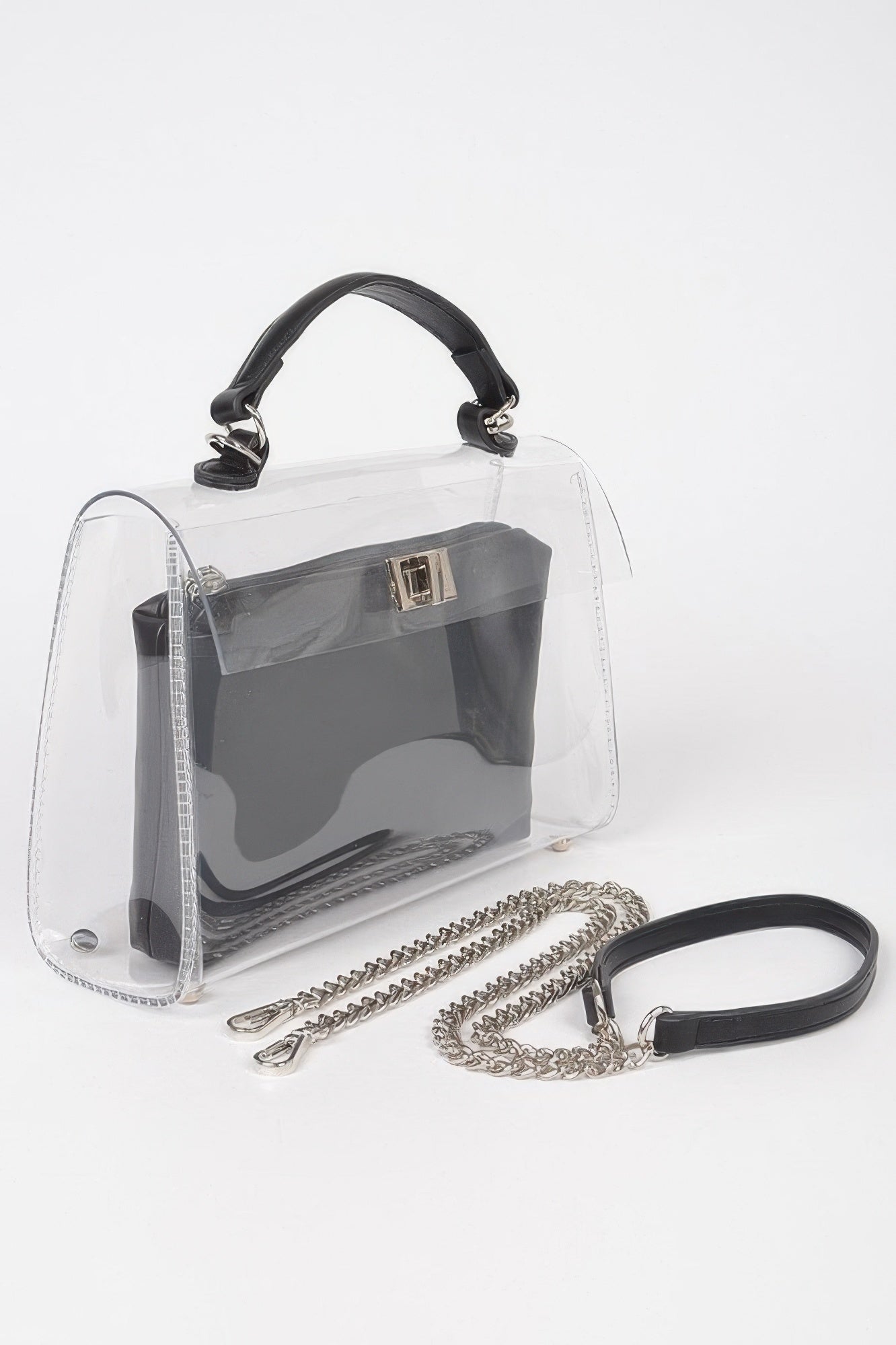 Clear PVC Flap Bag with Top Handle and Removable Pouch Secondary image