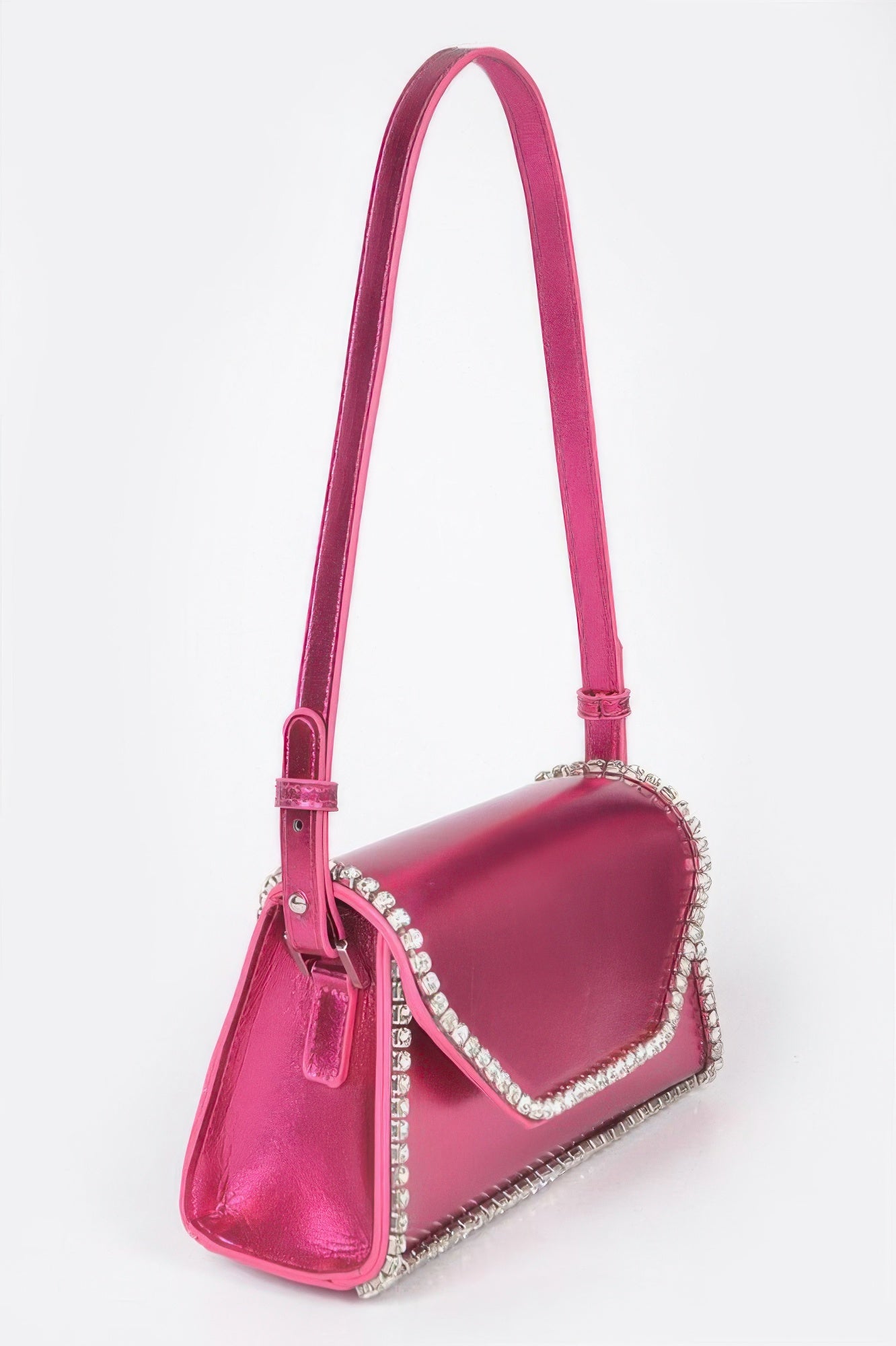 Metallic PU Rhinestone Flap Shoulder Bag Secondary image