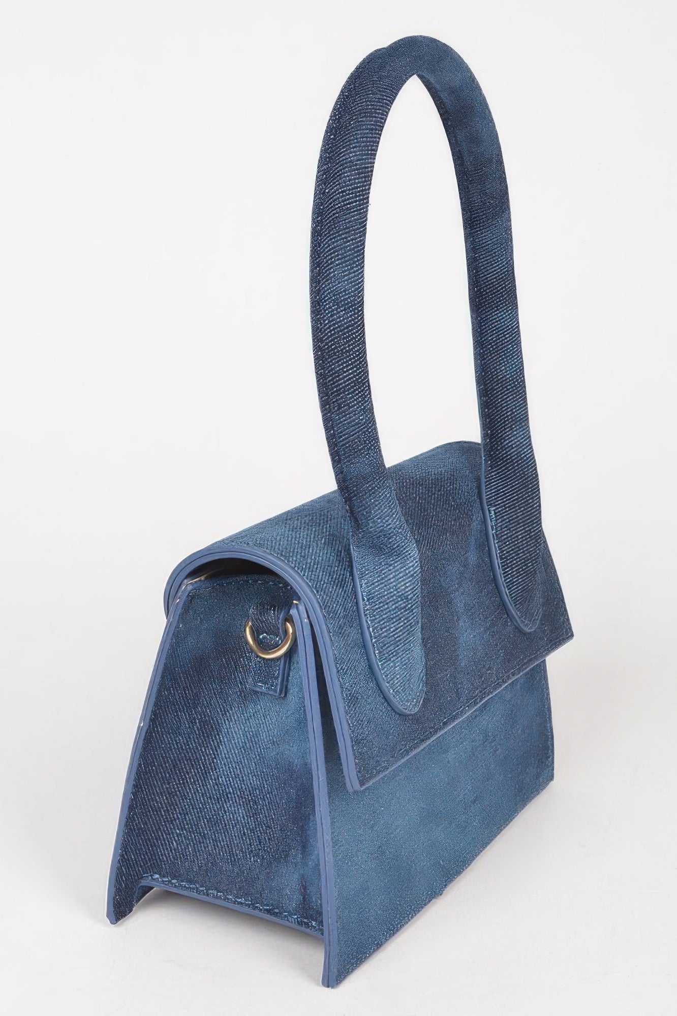 Dark Blue Denim Structured Crossbody Bag Secondary image