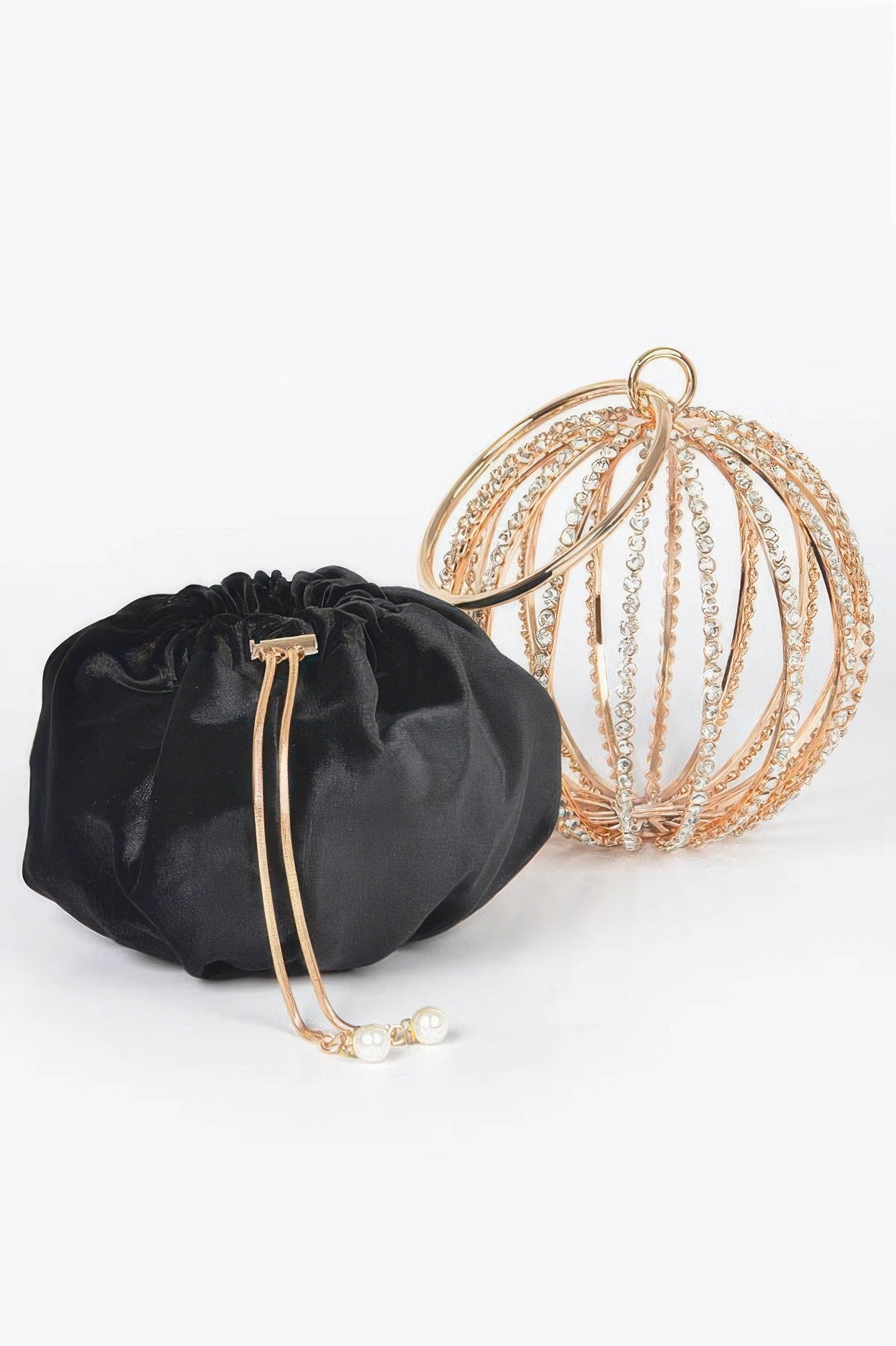 Spherical Black Rhinestone Cage Party Bag Secondary image