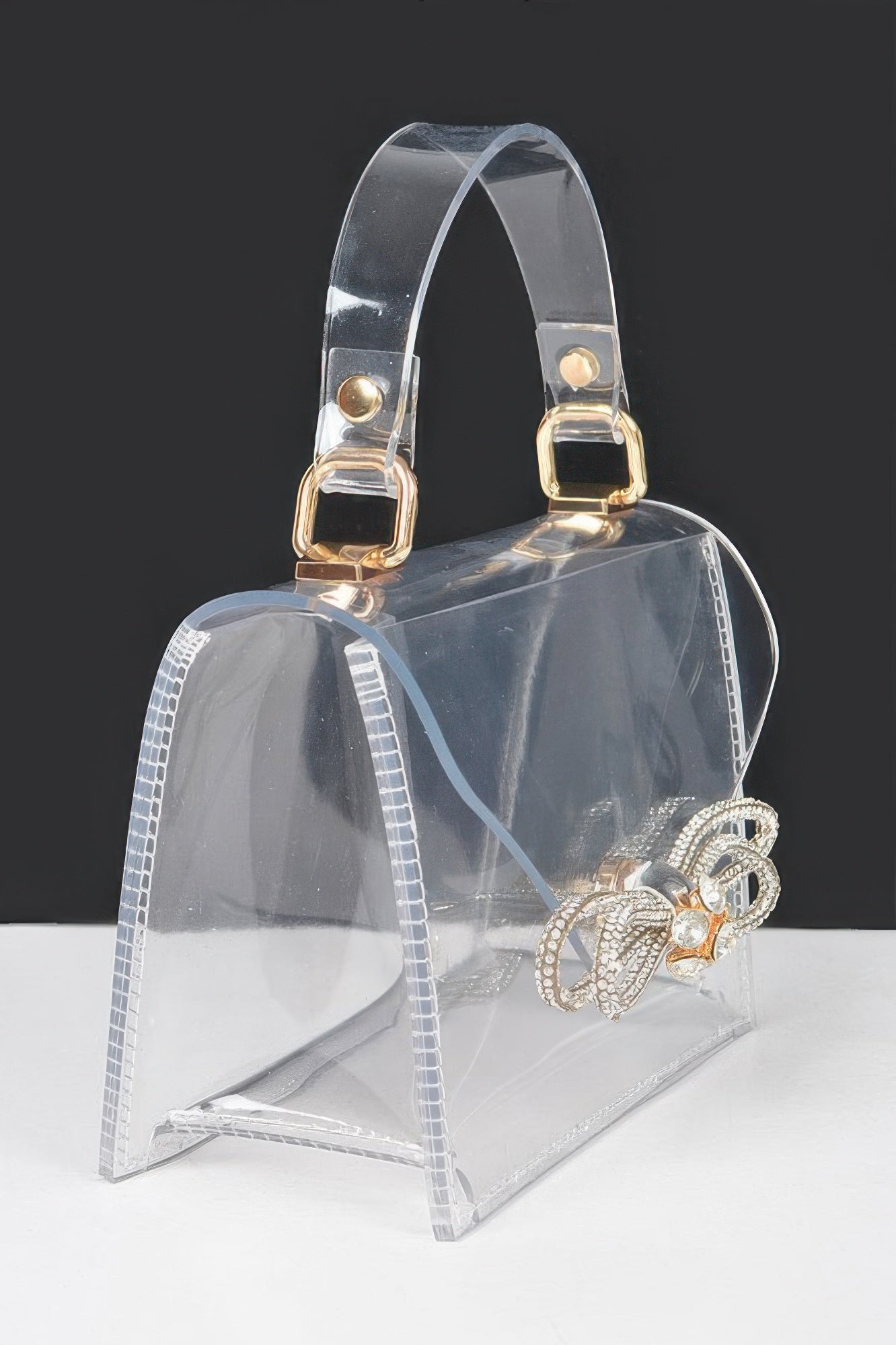 Clear Rhinestone Bow Top Handle Bag Secondary image