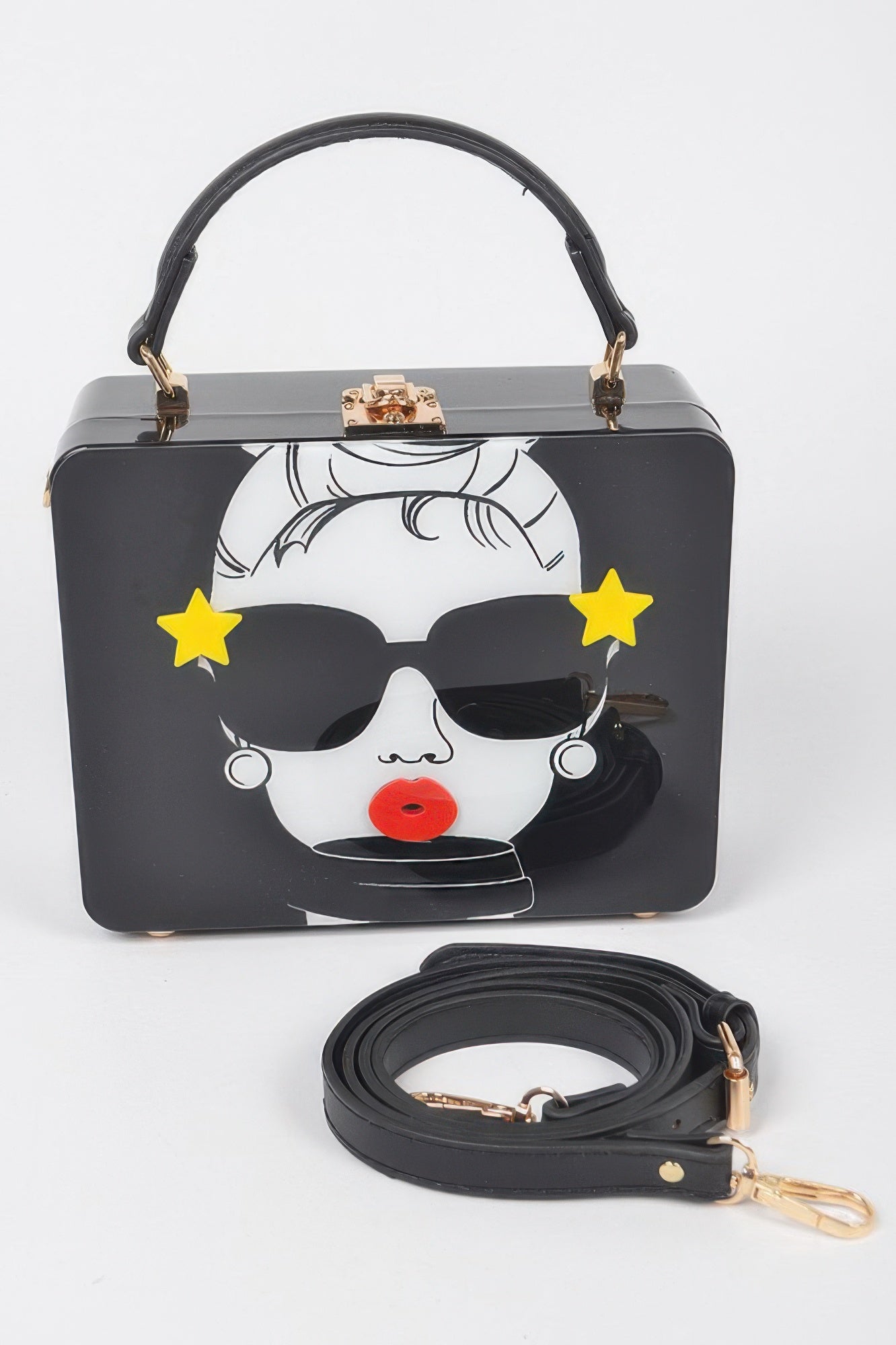 Black Acrylic Pop Art Box Crossbody Clutch Secondary image