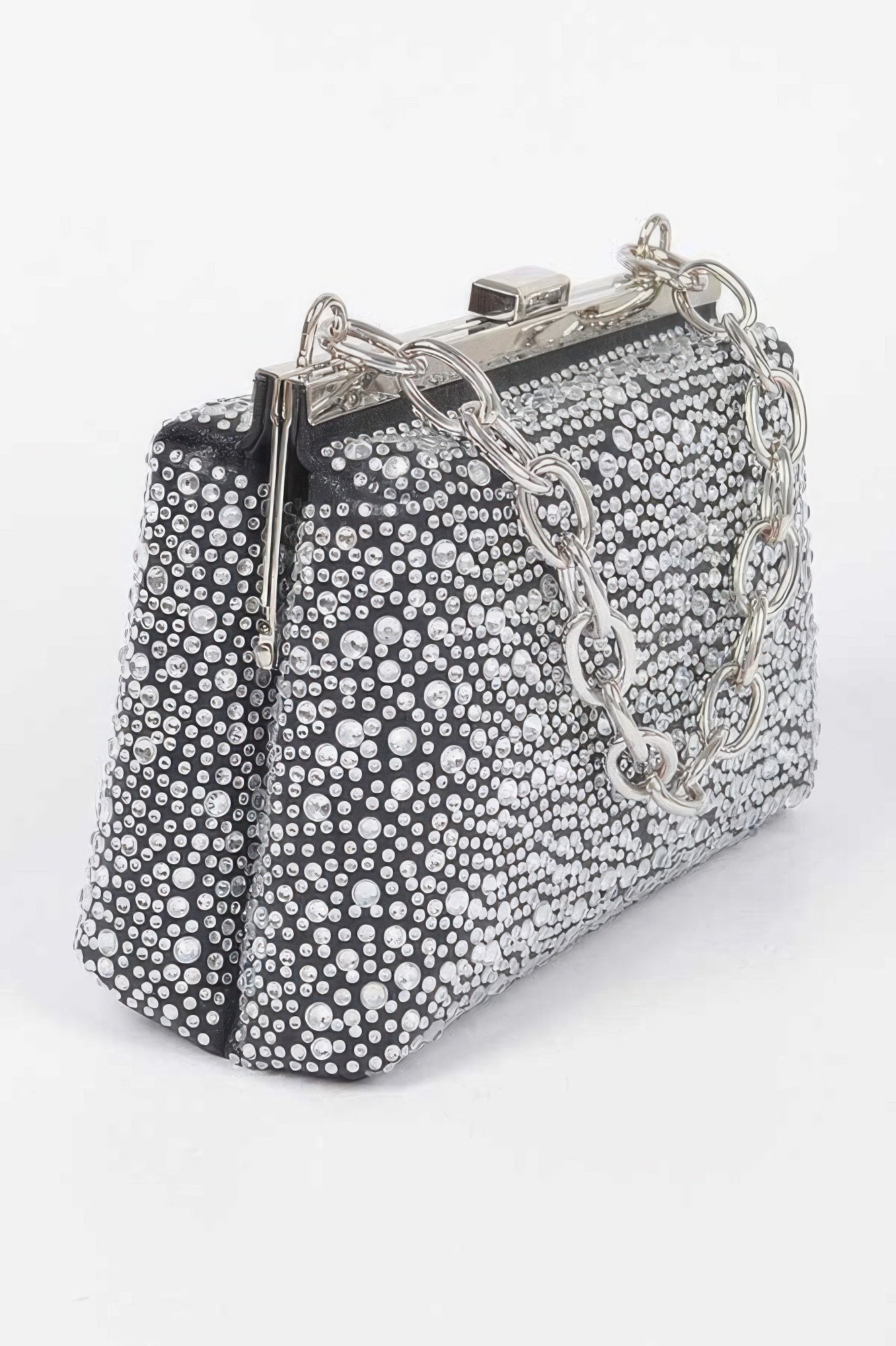 Black Rhinestone Chain Strap Clutch Secondary image