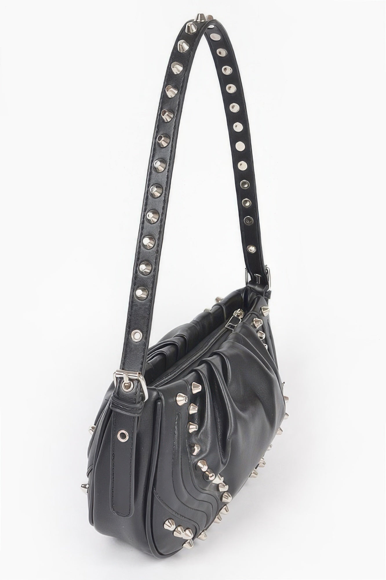 Studded Faux Leather Shoulder Bag with Structured Shape Secondary image