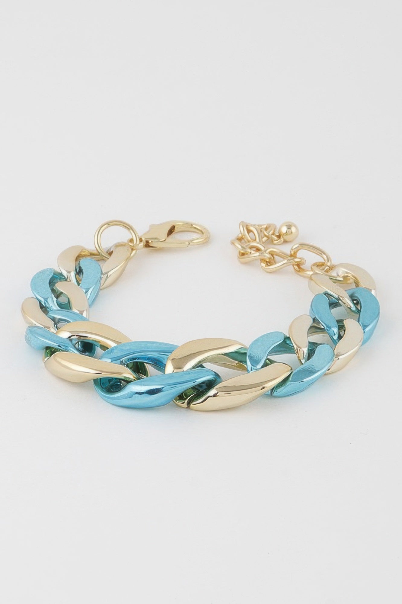 Two-Tone Gold and Turquoise Link Bracelet Secondary image