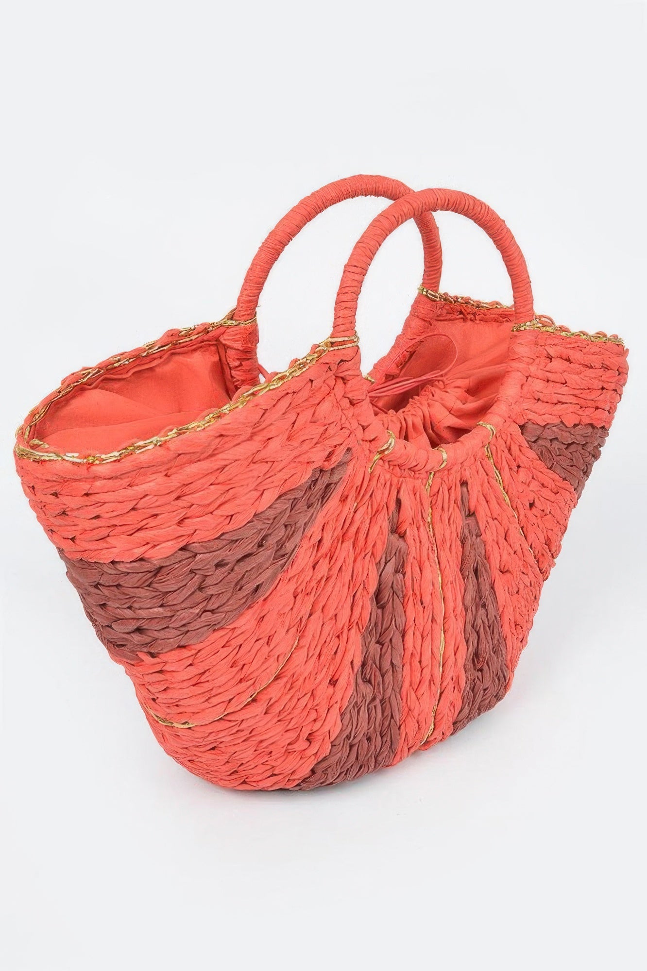 Orange Two-Tone Straw Market Tote Secondary image