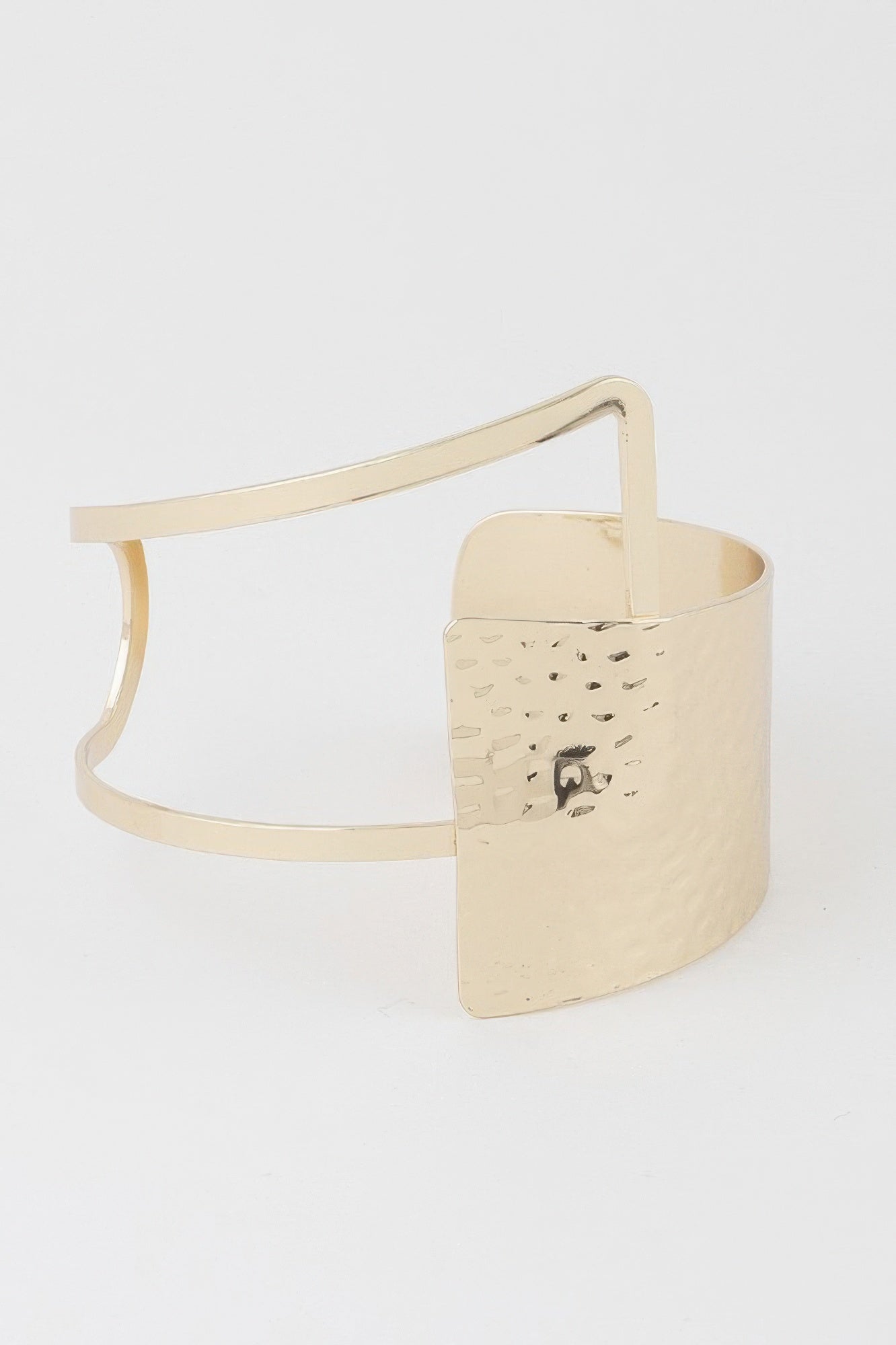 Gold Double-Hammered Open Cuff Bracelet Secondary image