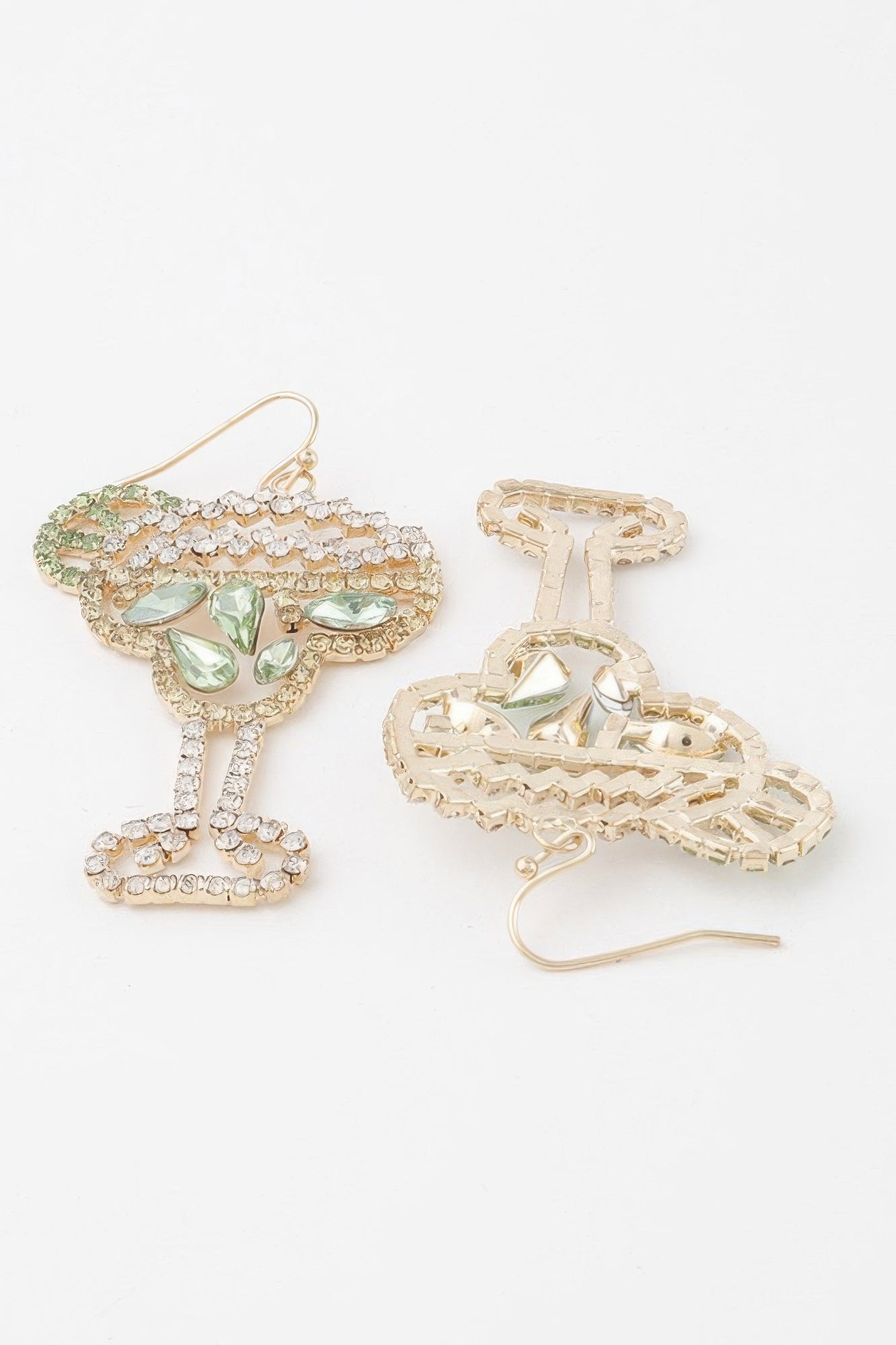 Jeweled Lime Martini Drop Earrings Secondary image