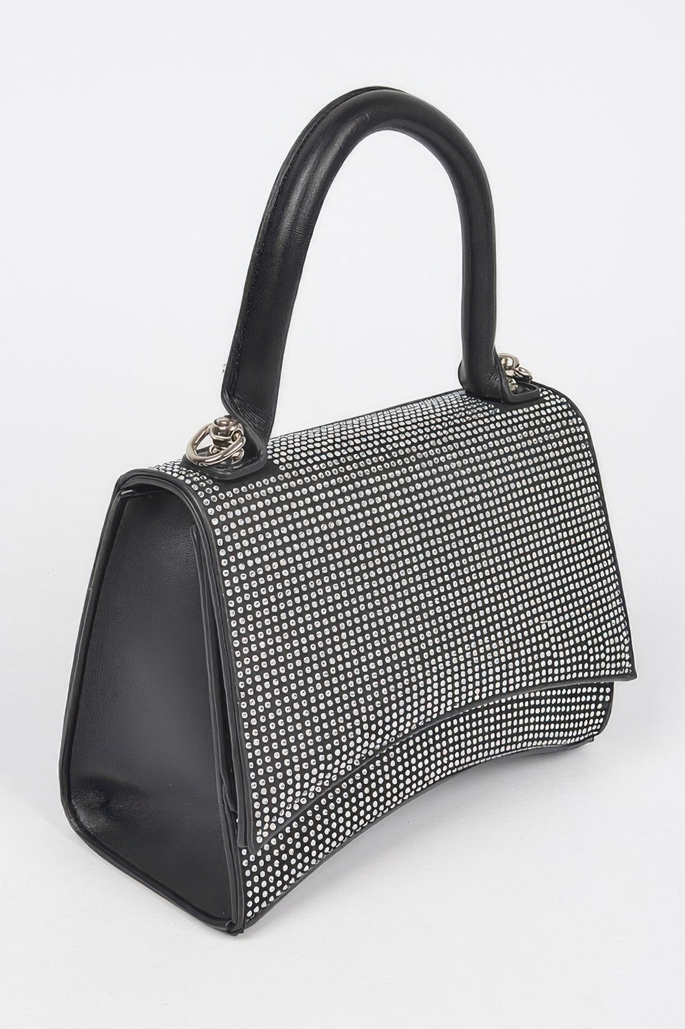 Black Rhinestone Structured Top Handle Crossbody Bag Secondary image
