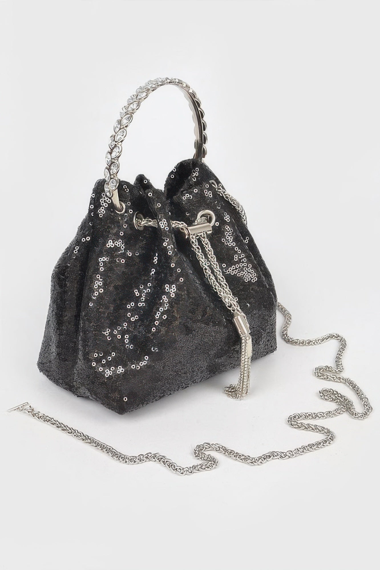Sequin Bucket Bag with Embellished Handle Secondary image