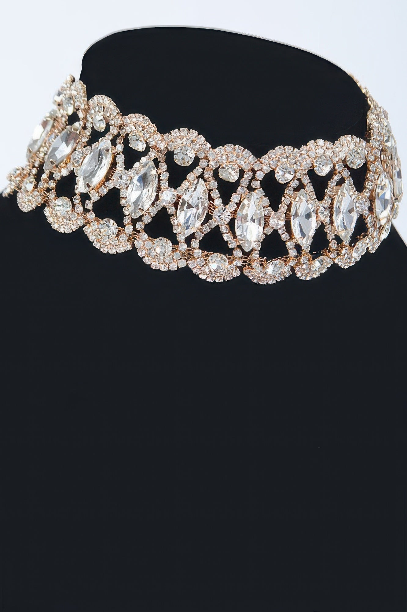 Rhinestone Collar Necklace with Layered Drop Details Secondary image
