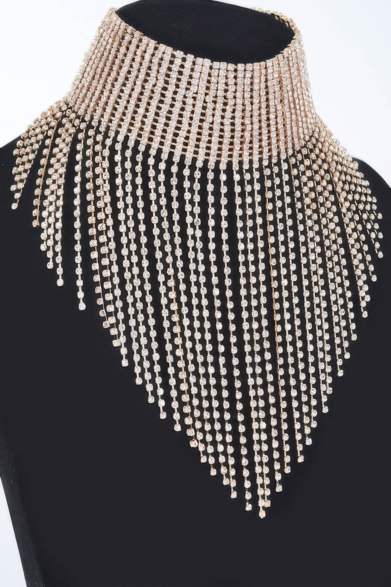 Rhinestone Fringe Bib Necklace Secondary image