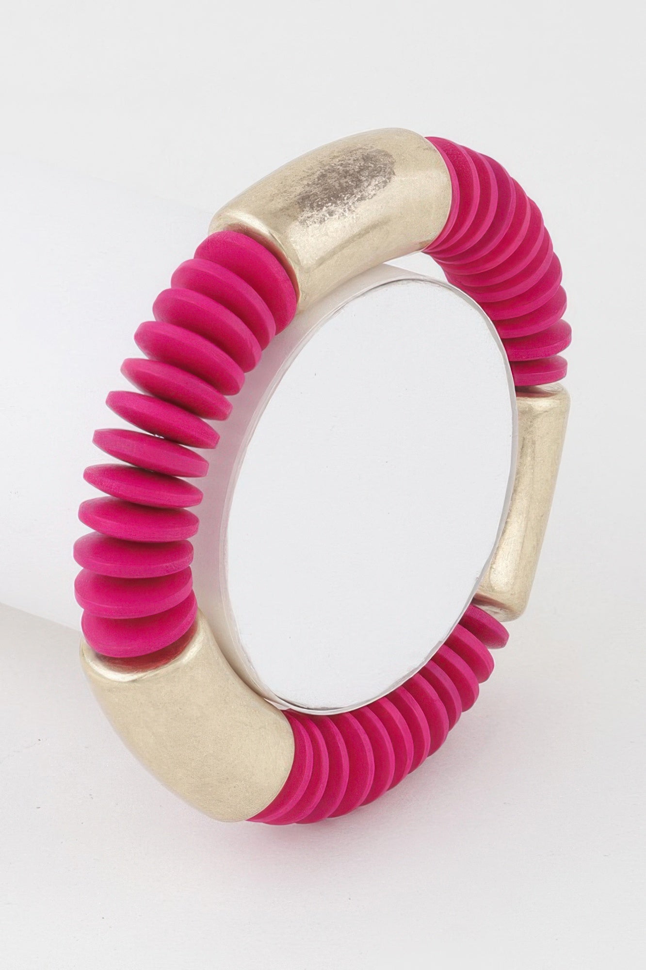 Layered Tube Bracelet in Gold and Fuchsia or White Secondary image