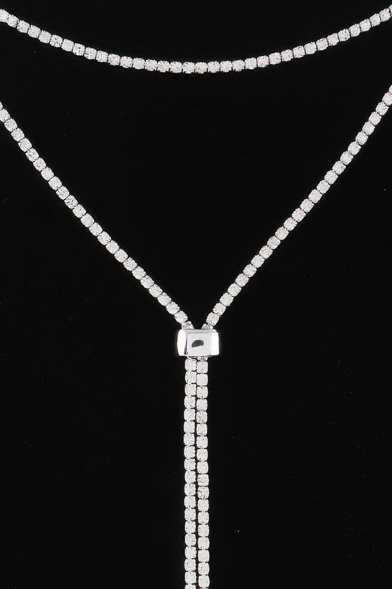 Rhinestone Choker Necklace with Long Drop Detail Secondary image