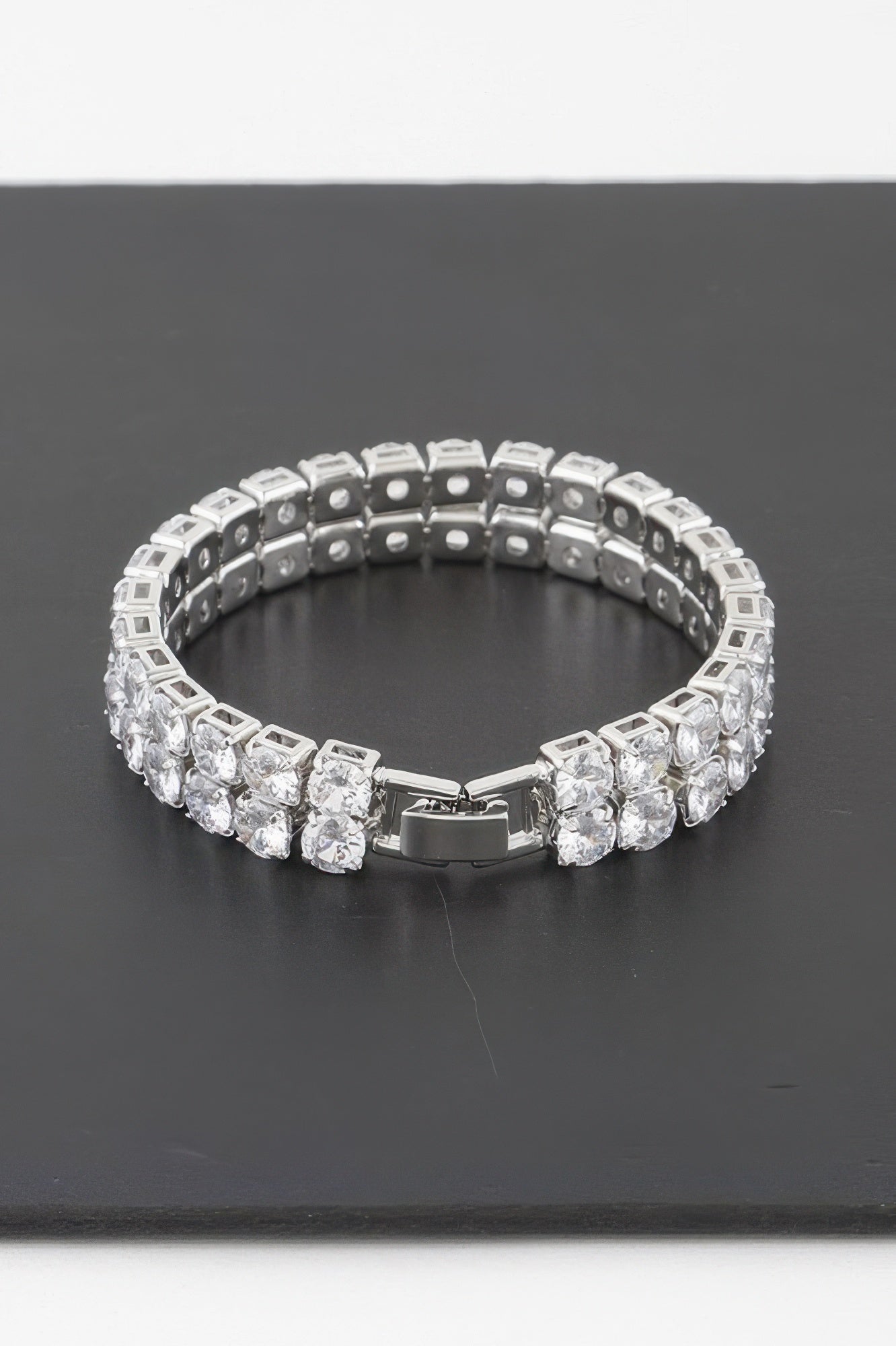 Silver Clear Rhinestone Link Bracelet Secondary image