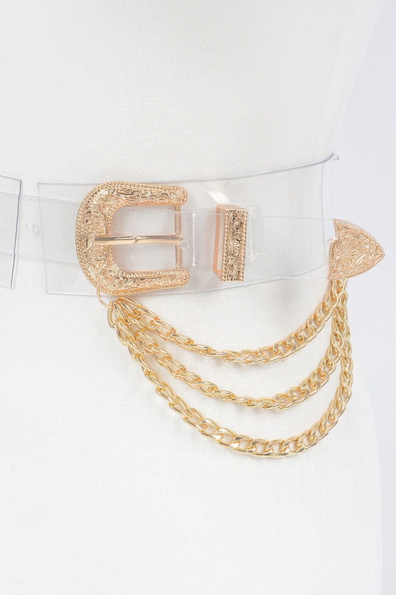 Plus Size Clear Strap Double Buckle Chain Belt Secondary image
