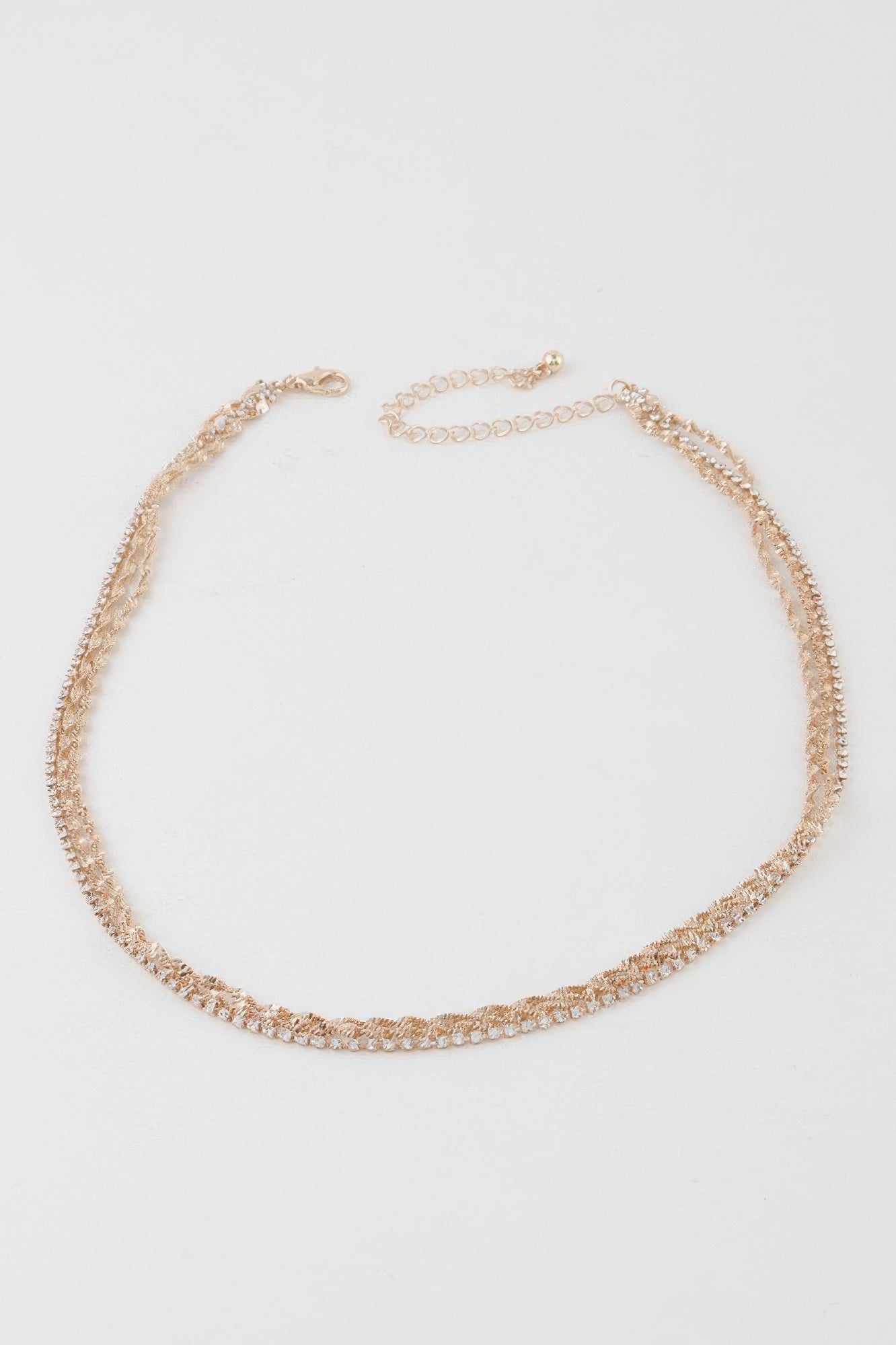 Rhinestone-Accented Twisted Chain Necklace Secondary image