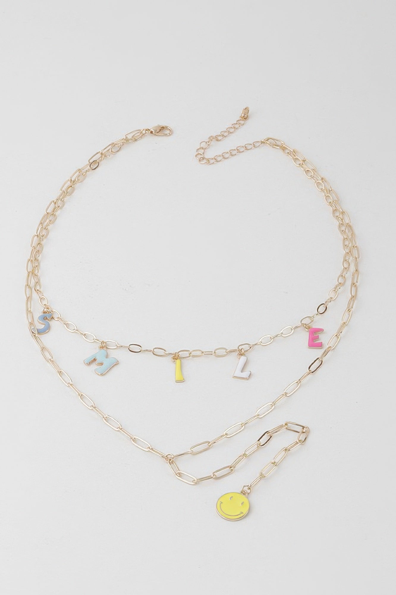 Gold Multicolor Smile Charm Drop Necklace Secondary image