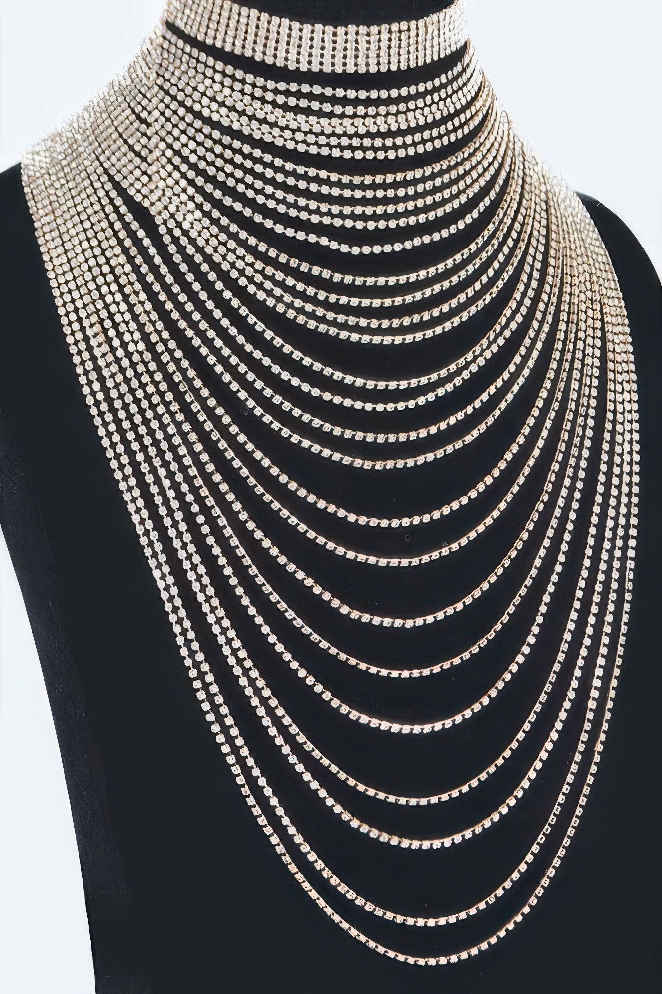 Gold Cascading Rhinestone Layer Necklace Secondary image