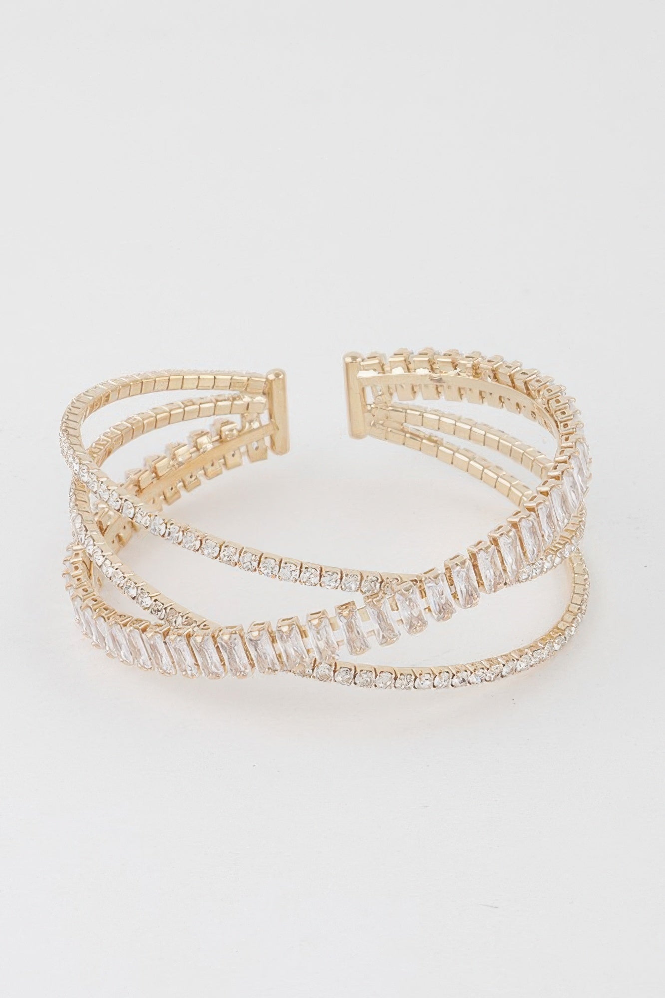 Triple Crystal Open Cuff Bracelet Secondary image