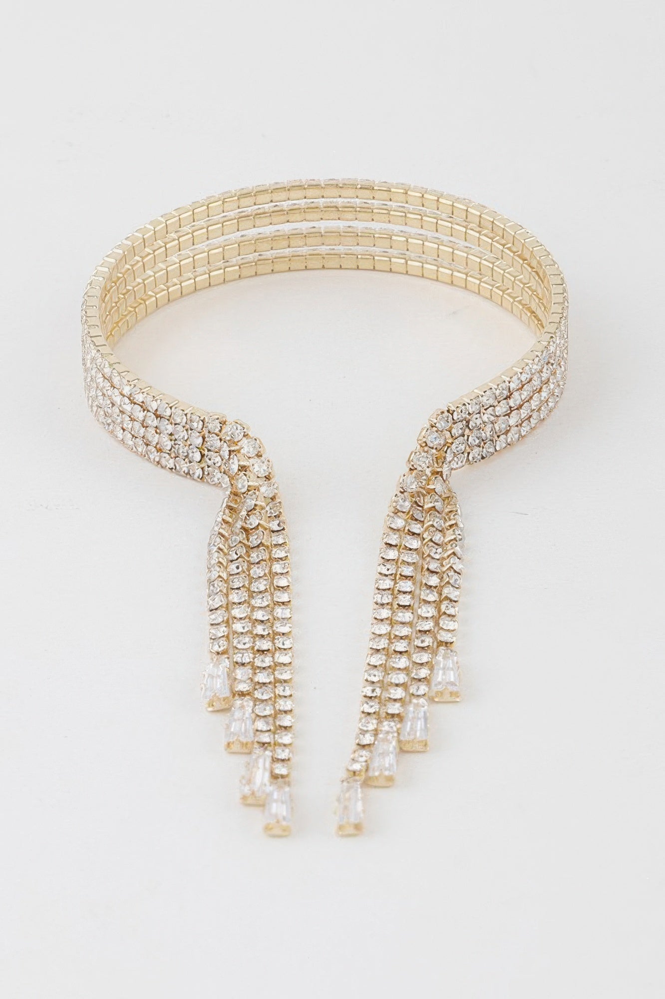 Gold-Tone Multi-Row Rhinestone Cuff Bracelet Secondary image
