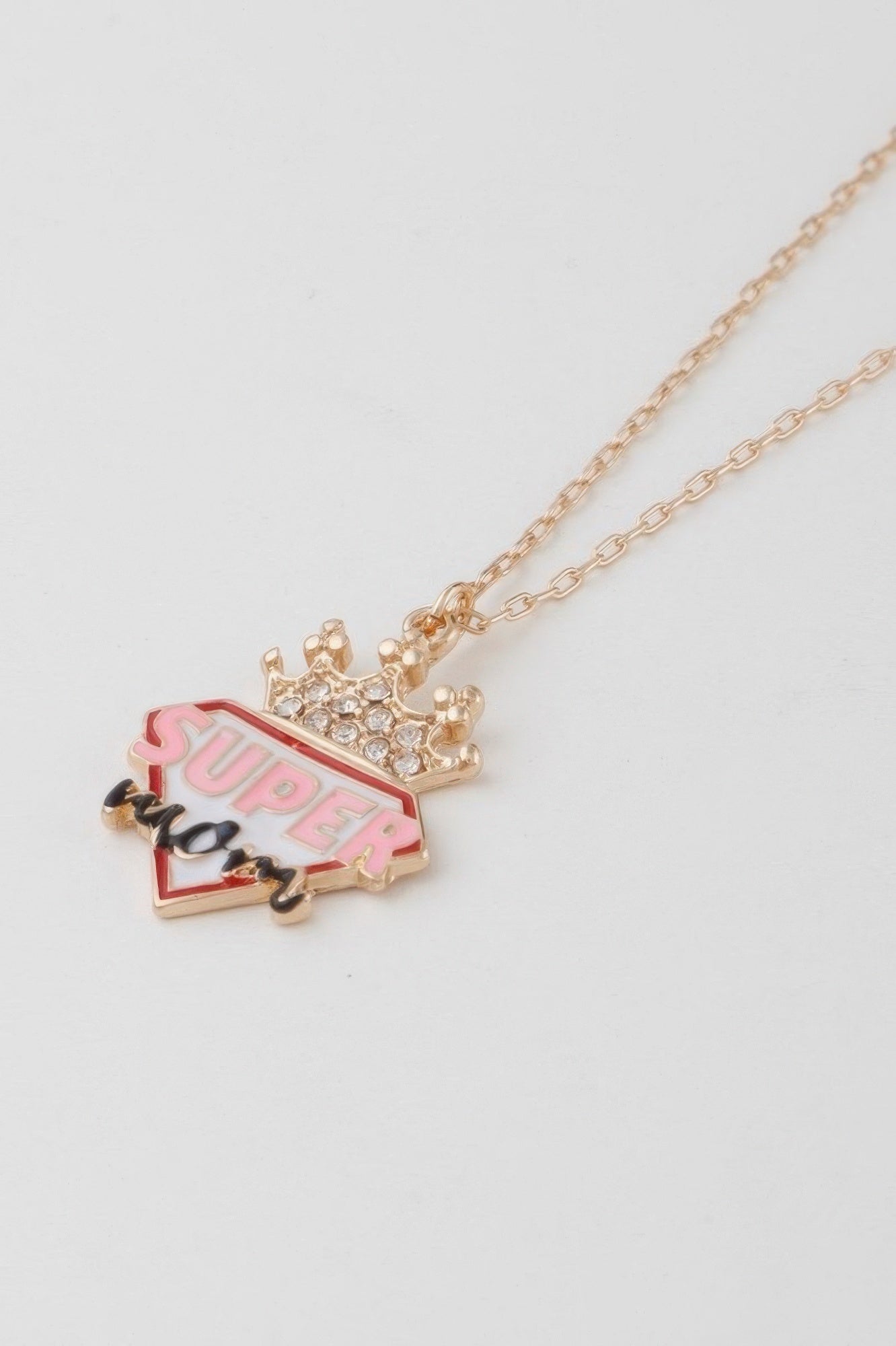 Crown Pendant Super Mom Necklace With Sparkling Accents Secondary image
