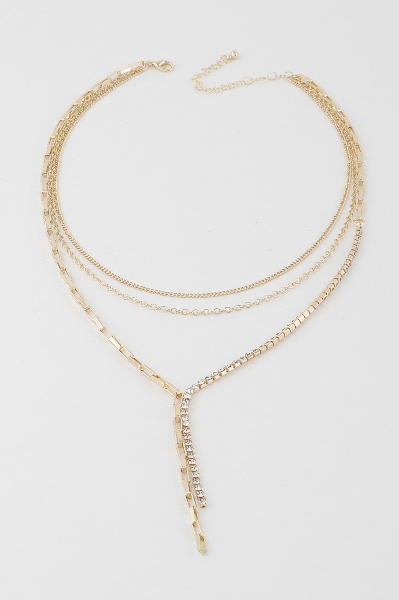 Gold-Tone Multi-Chain Rhinestone Necklace Secondary image