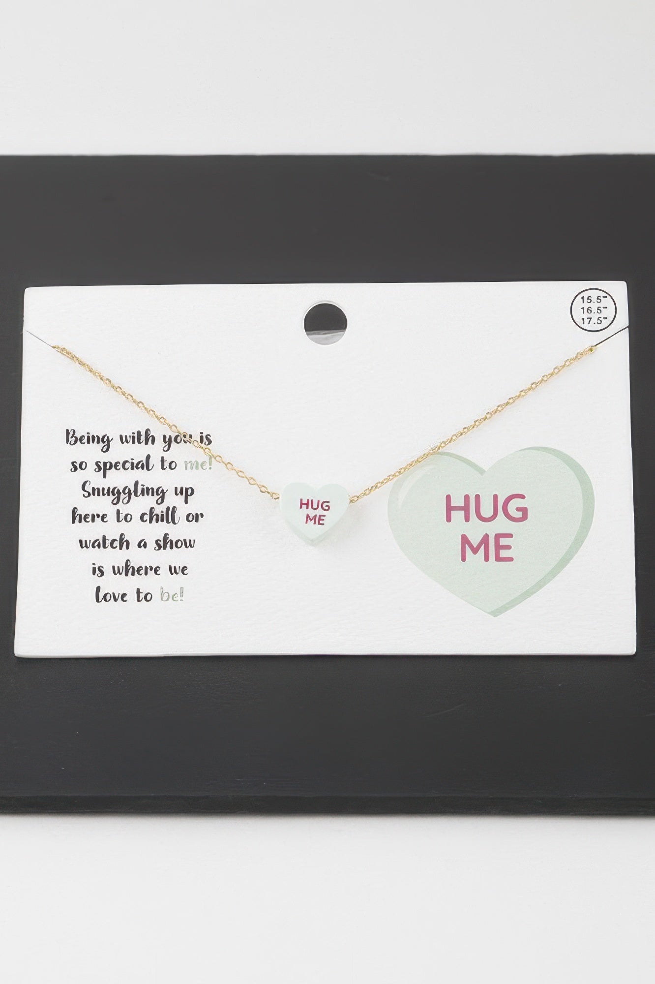 Heart Pendant Necklace with “Hug Me” Detail Secondary image