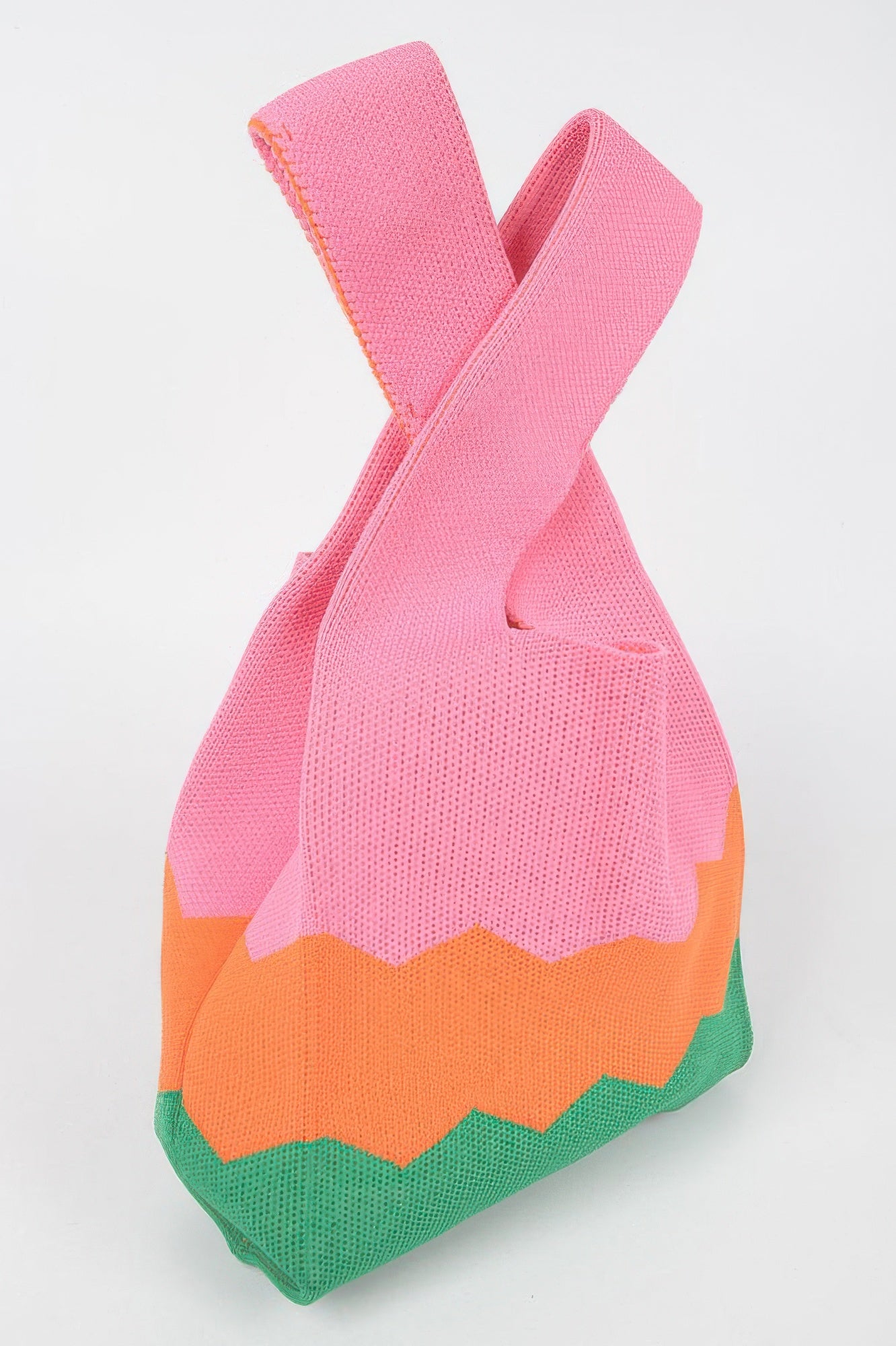 Multicolor Woven Tote Bag with Cutout Handle Secondary image