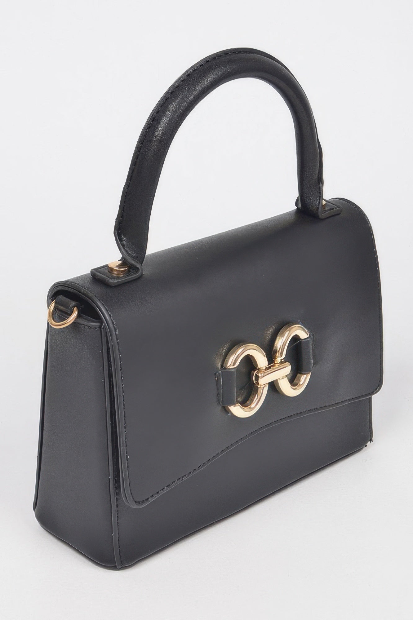 Structured Faux Leather Shoulder Bag with Top Handle Secondary image