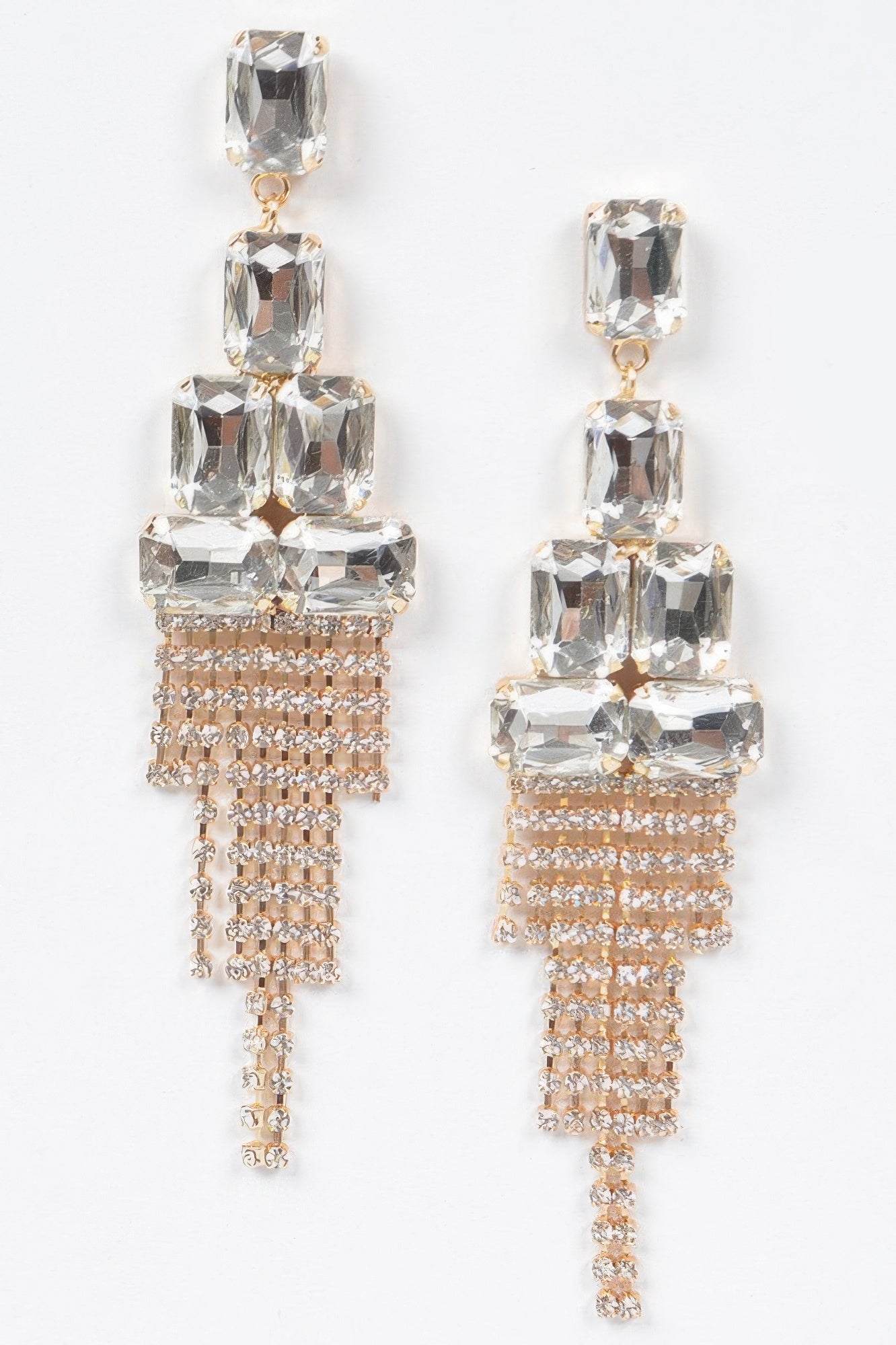Cascading Multi-Stone Fringe Drop Earrings Secondary image