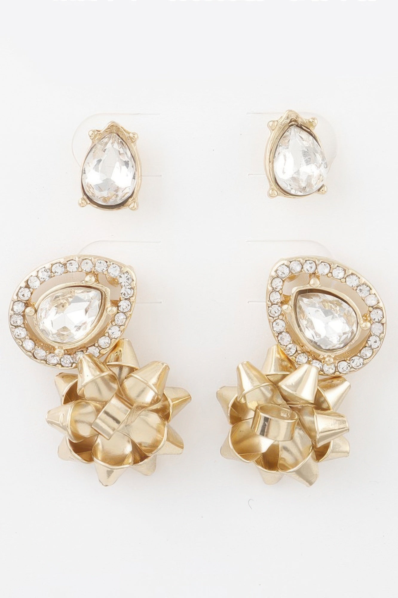 Jeweled Teardrop Earring Set with Iridescent Stones Secondary image