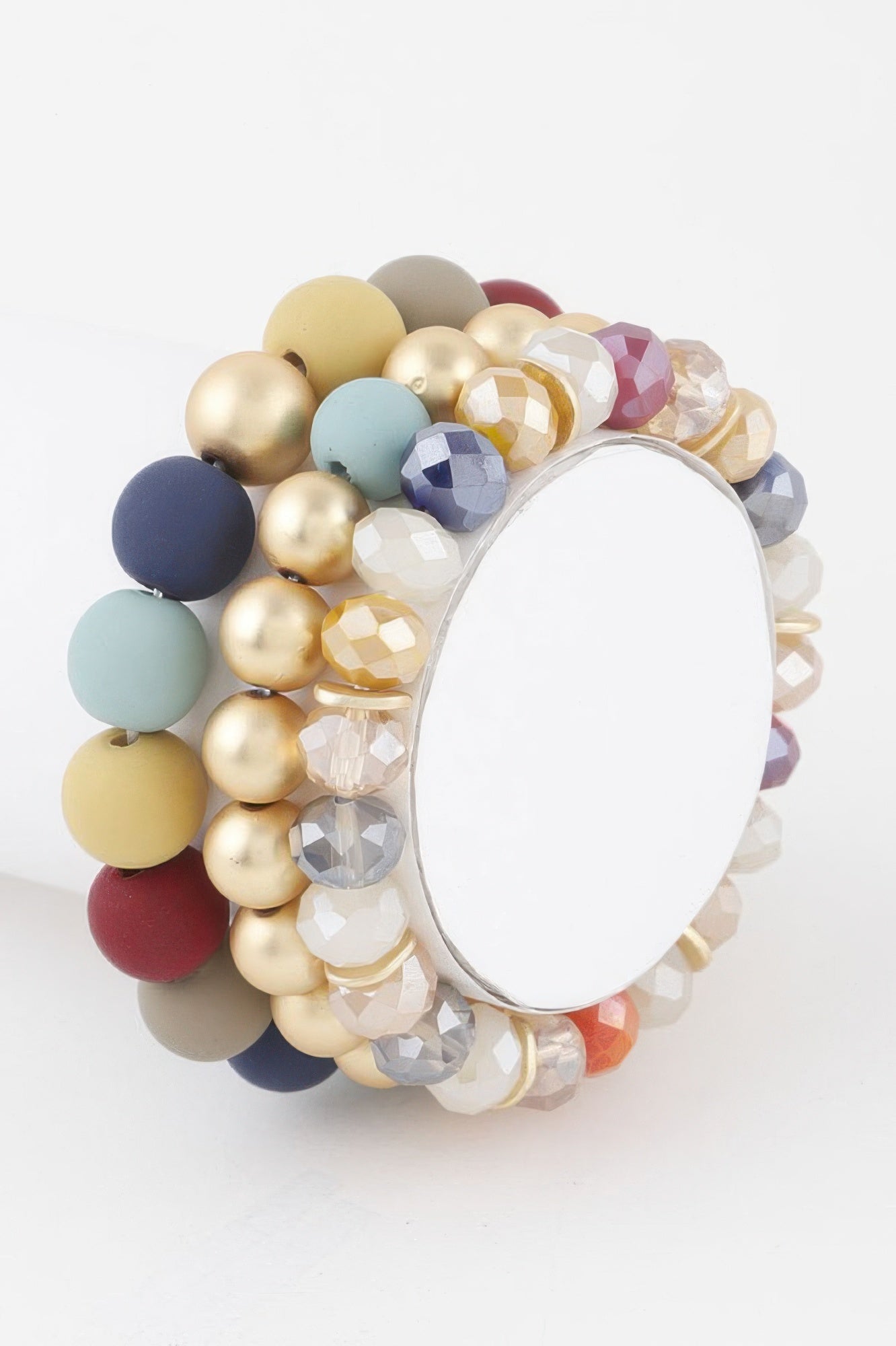 Two-Tone Crystal Bead Bracelet with Burgundy and Gold Accents Secondary image