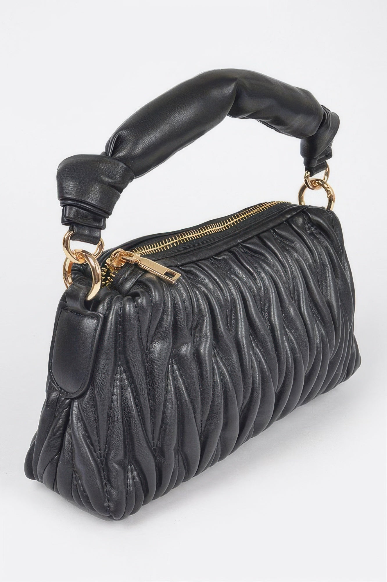 Quilted Faux Leather Ruched Handle Bag Secondary image