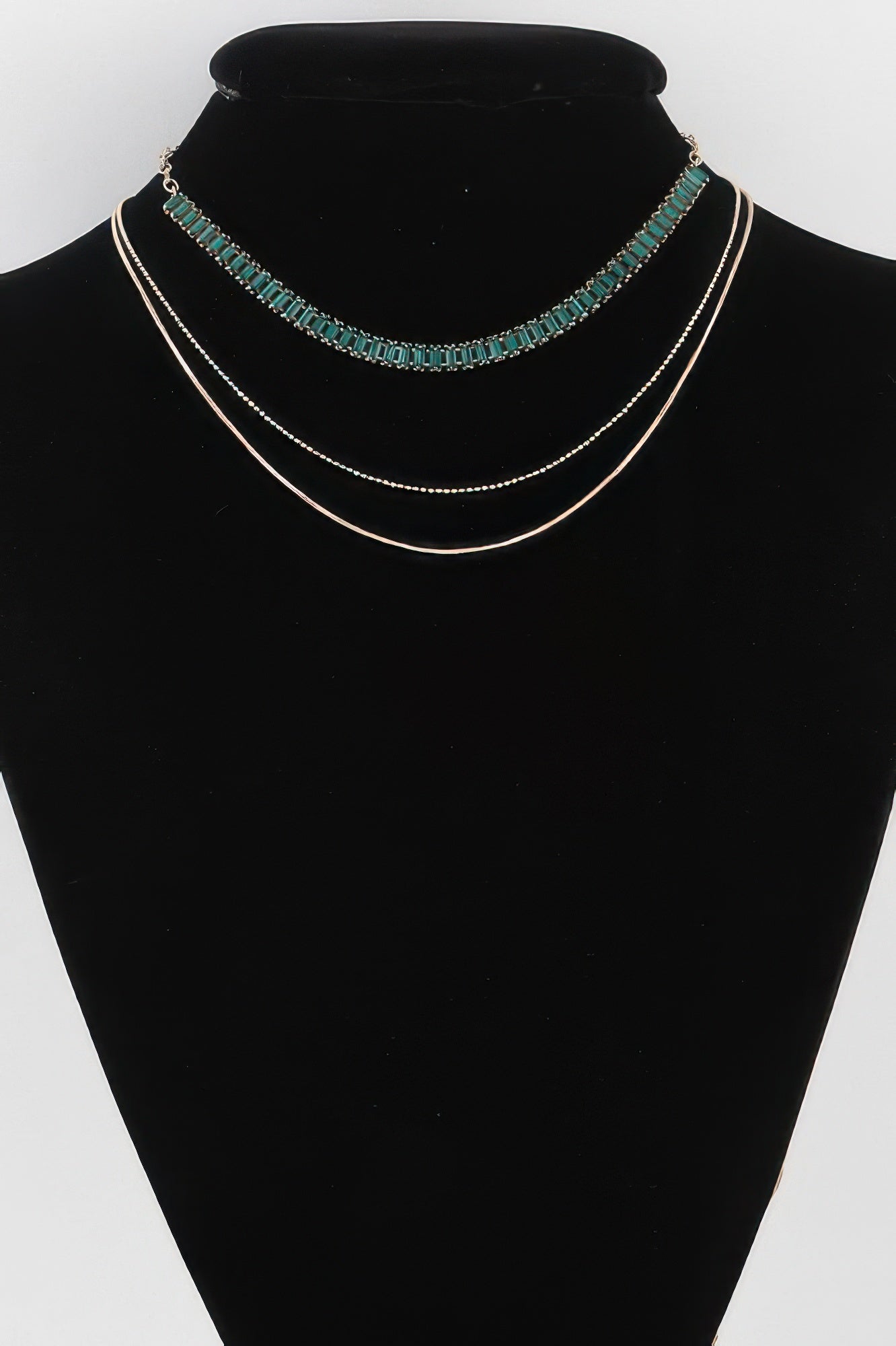 Layered Crystal Bead Necklace with Gold-Tone Details Secondary image