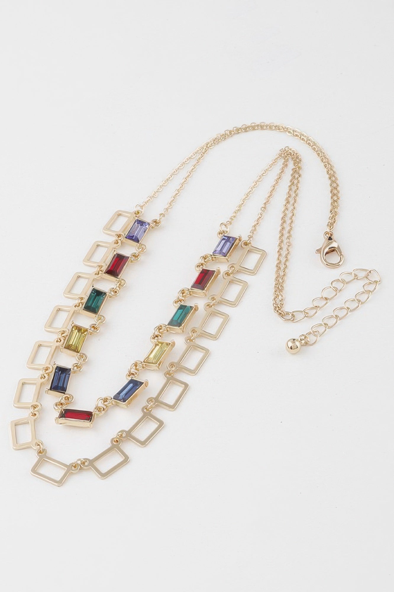 Gold Square Crystal Charm Necklace Secondary image