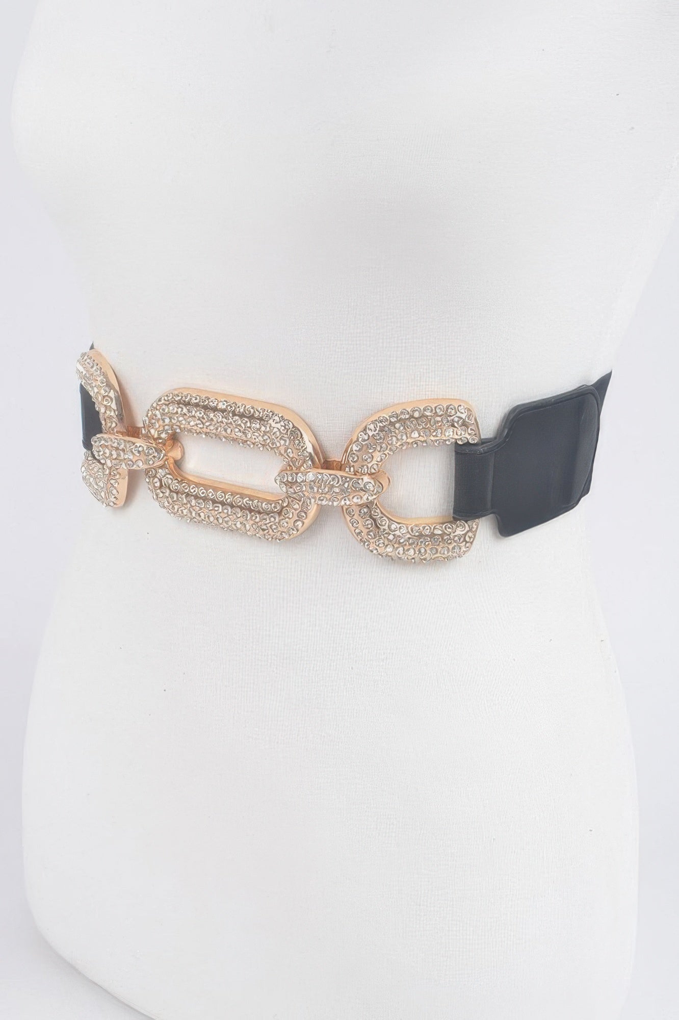 Black Rhinestone Metal Elastic Waist Belt Secondary image
